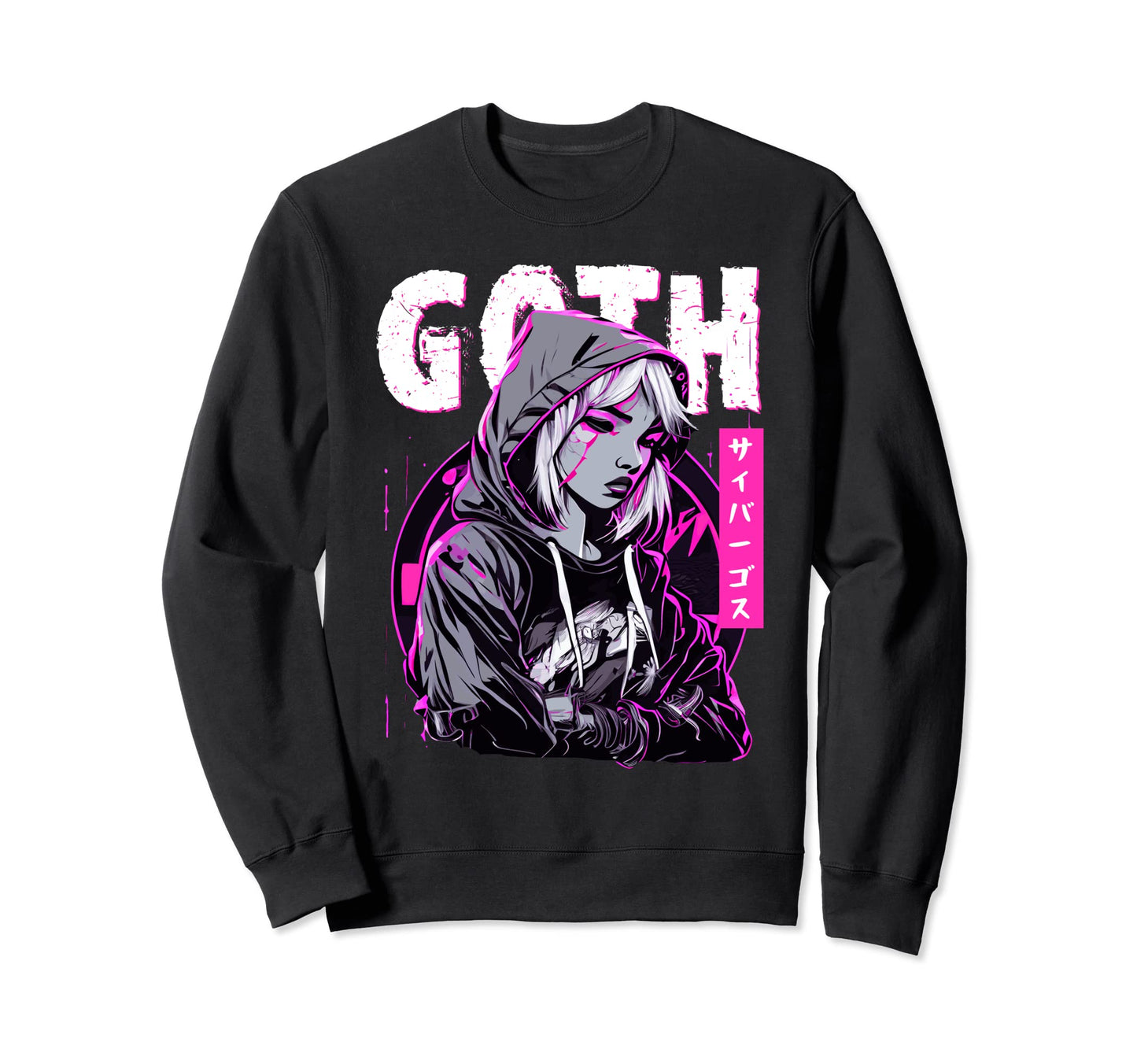 Gothic Sad Anime Japanese Cybergoth Sweatshirt - Fun Novelty Design Unisex - T-Shirt, Sweatshirt, Hoodie