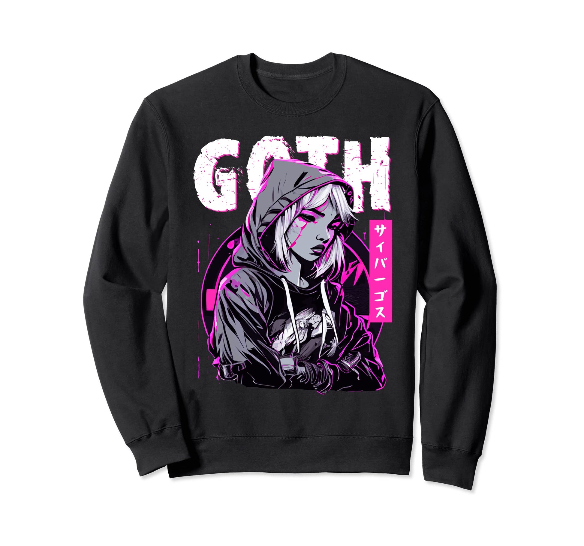 Gothic Sad Anime Japanese Cybergoth Sweatshirt - Fun Novelty Design Unisex - T-Shirt, Sweatshirt, Hoodie