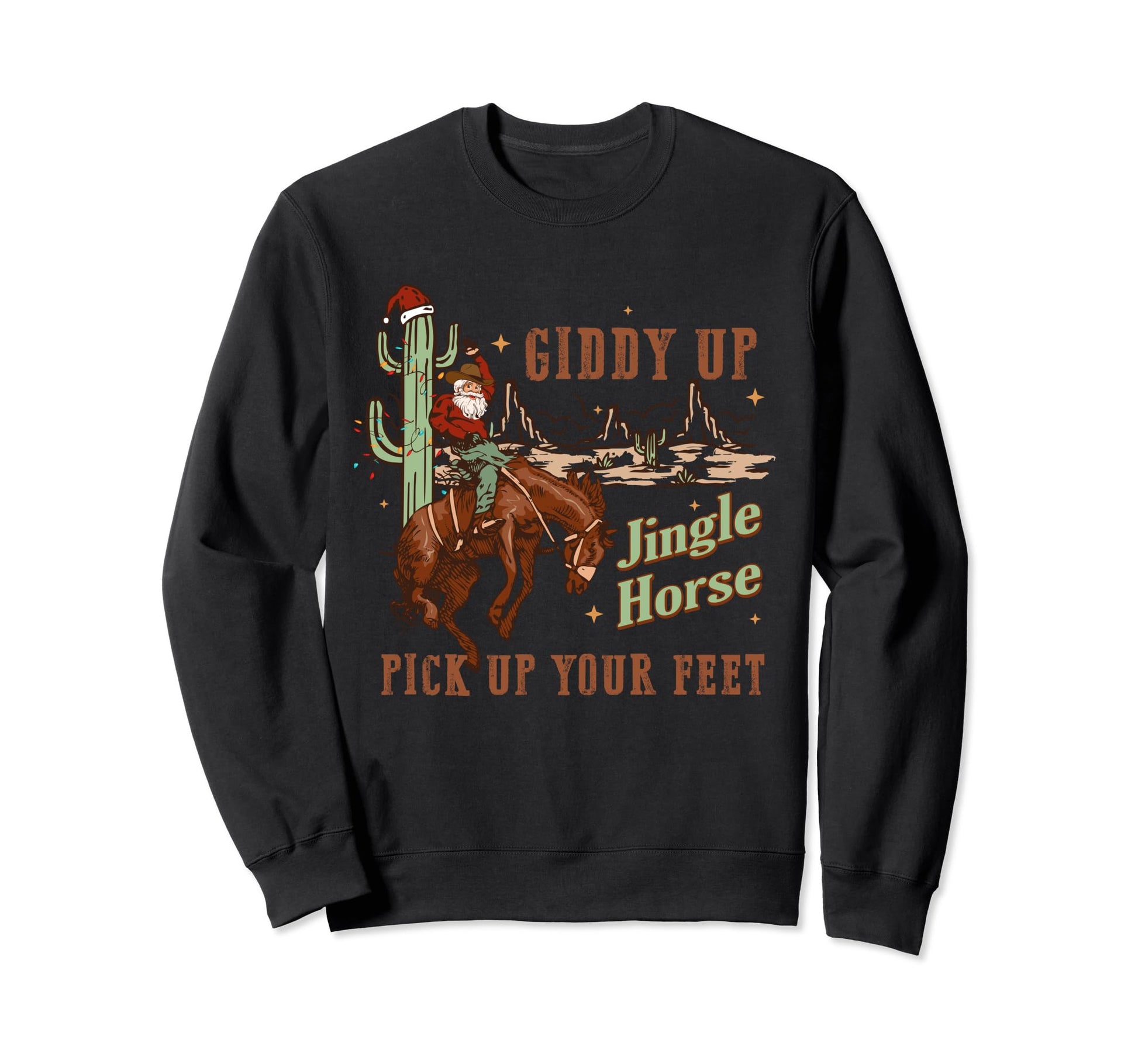 Womens Howdy Hos Cowboy Santa Sweatshirt - Aesthetic Graphic for Adults - T-Shirt, Sweatshirt, Hoodie