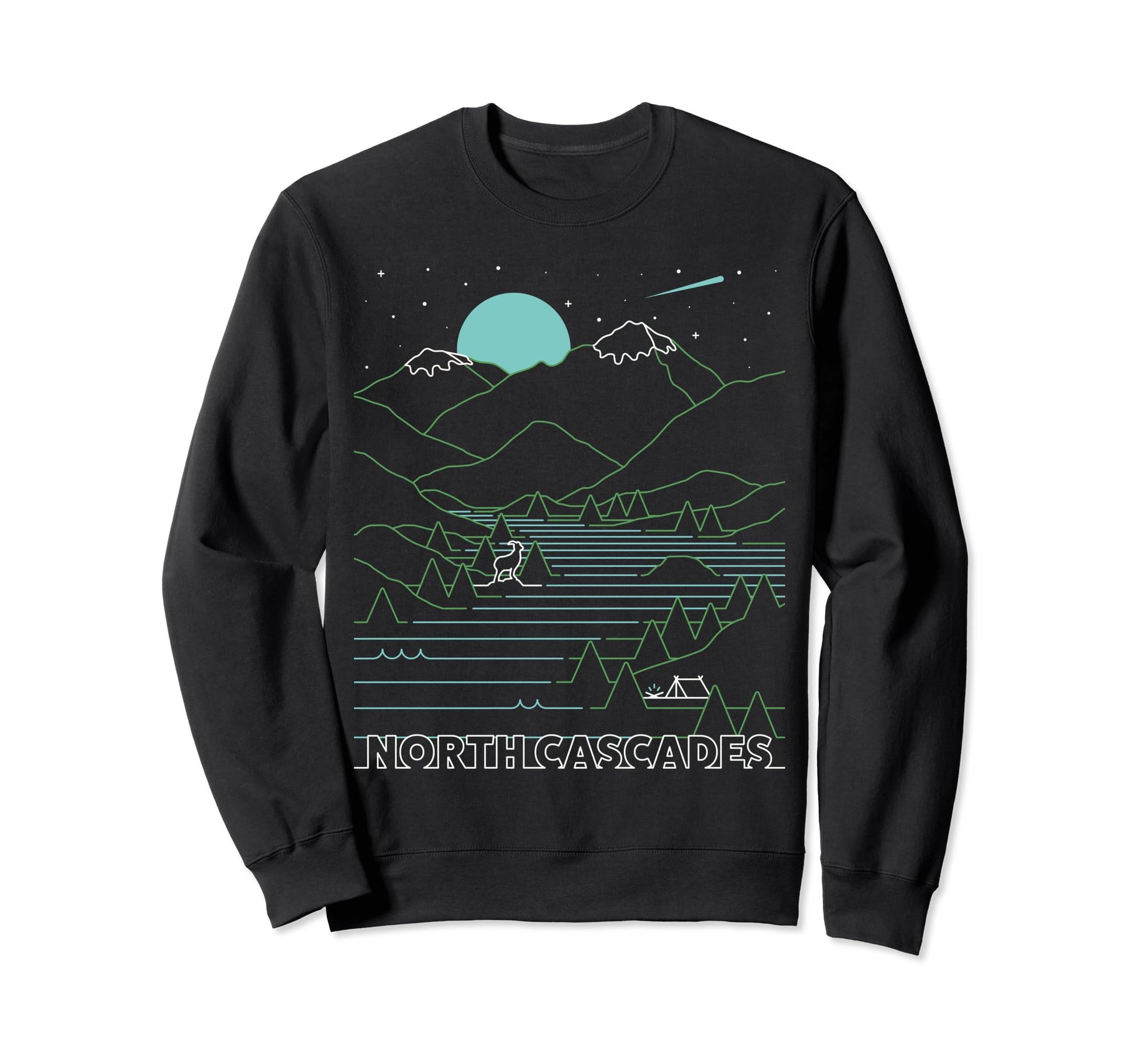 Night Time North Cascades National Sweatshirt - Novelty Apparel Unisex - T-Shirt, Sweatshirt, Hoodie