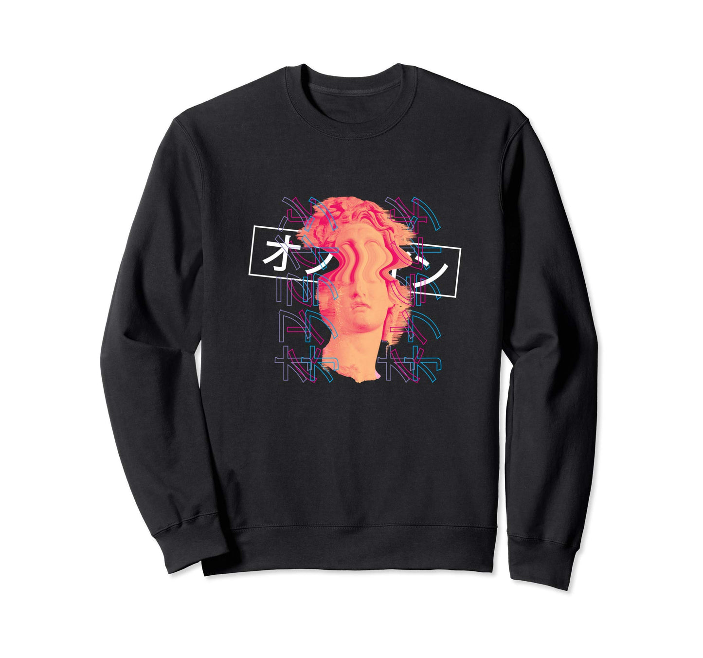 Japanese Glitch Retrowave Sweatshirt - Aesthetic Graphic Men Women - T-Shirt, Sweatshirt, Hoodie