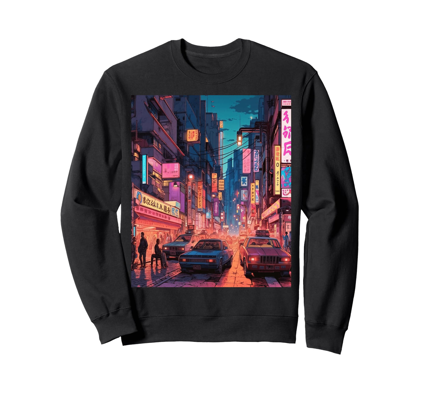 Streets Tokyo Japan Night Scene Sweatshirt - Unique Graphic Men Women - T-Shirt, Sweatshirt, Hoodie