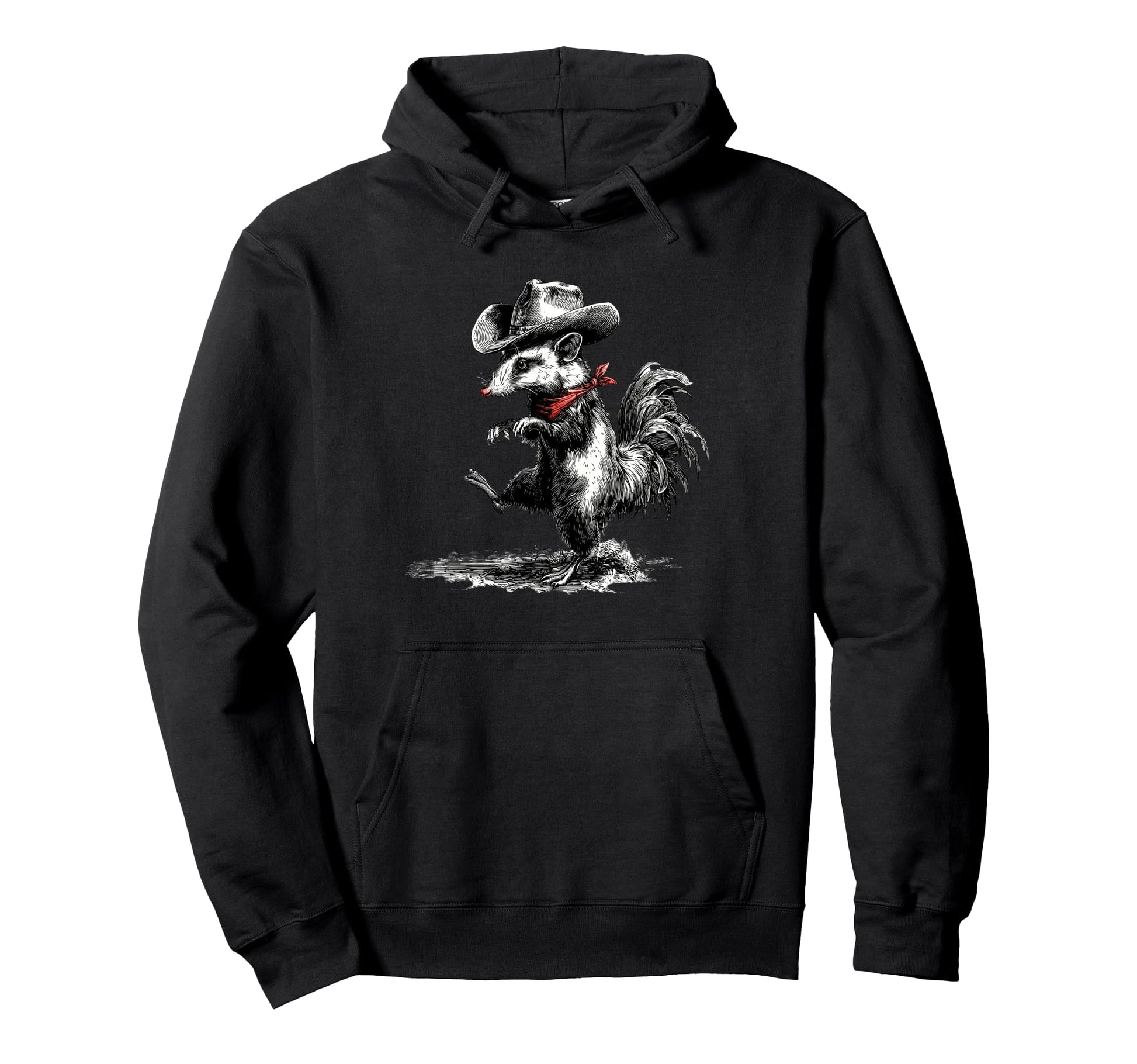Country Cowboy Opossum Rodeo Cowgirl Hoodie - Graphic Print for Adults - T-Shirt, Sweatshirt, Hoodie