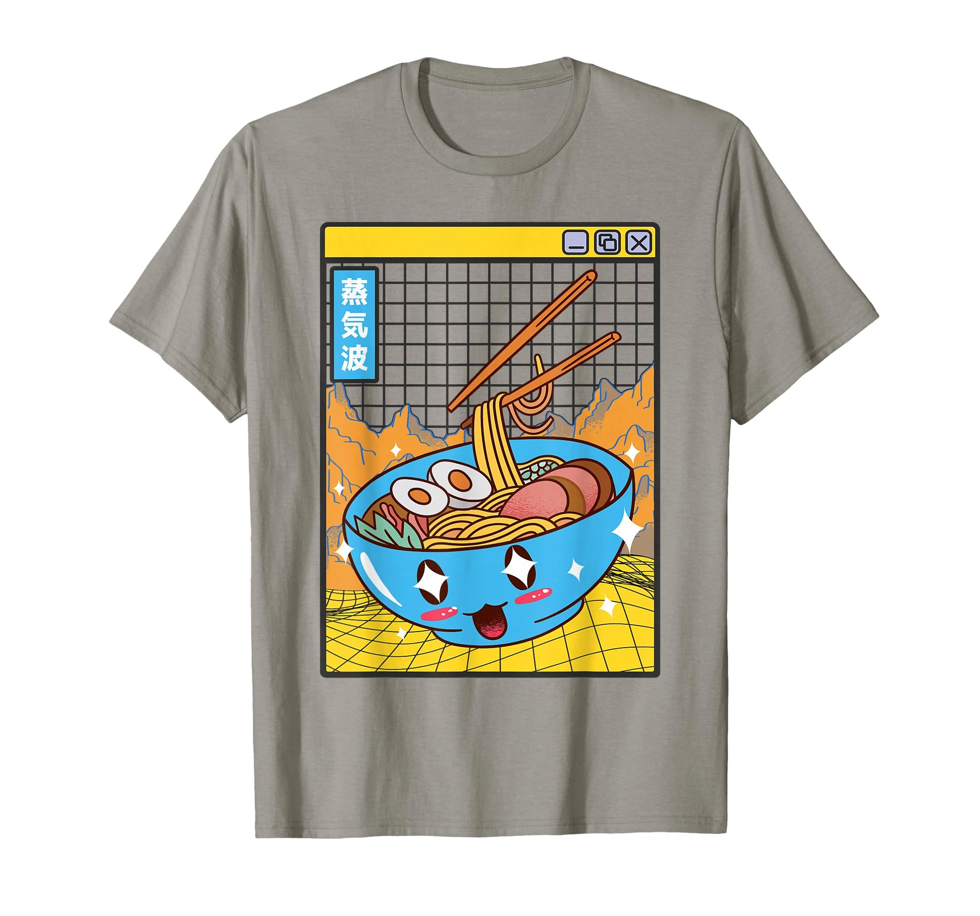 Ramen Noodles Bowl Kawaii Grid T-Shirt - Trendy Graphic Men Women - T-Shirt, Sweatshirt, Hoodie