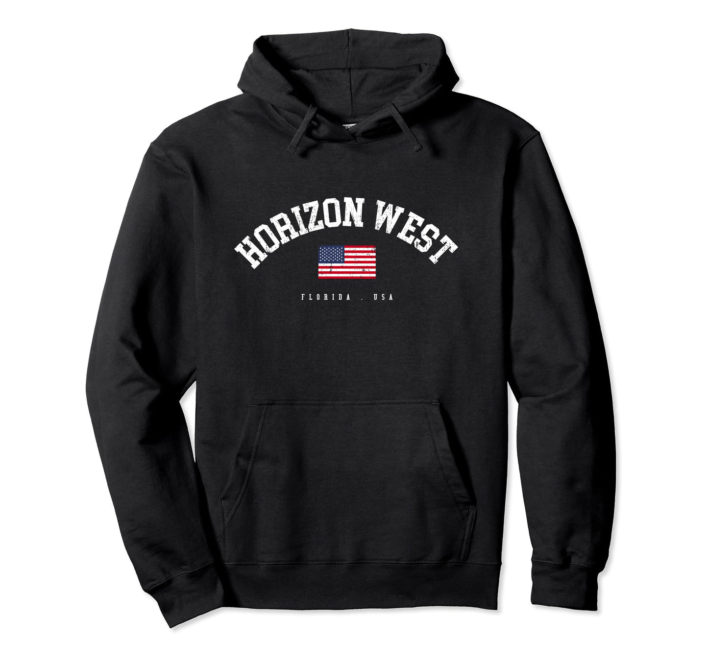 Horizon West Fl American Flag Usa Hoodie - Casual Everyday Wear Men Women - T-Shirt, Sweatshirt, Hoodie