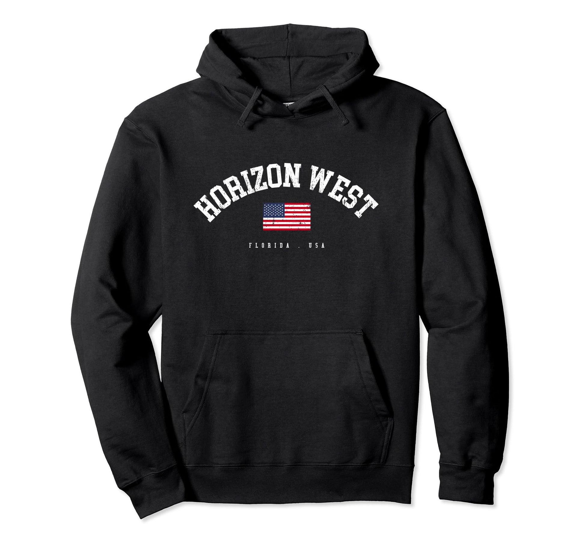 Horizon West Fl American Flag Usa Hoodie - Casual Everyday Wear Men Women - T-Shirt, Sweatshirt, Hoodie