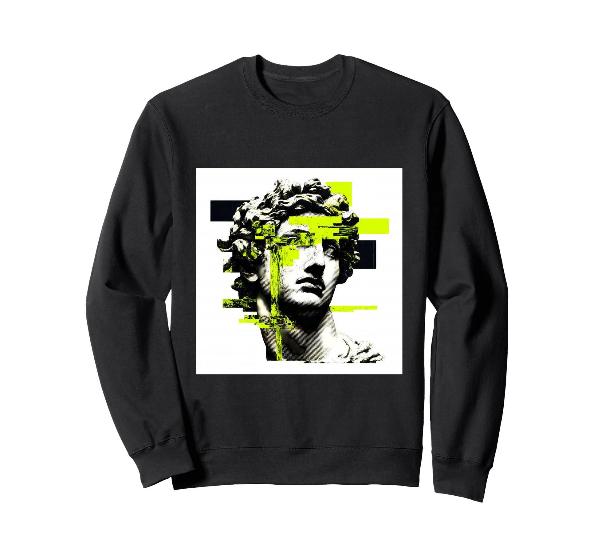 Glitch Art Statue Head Vaporwave Sweatshirt - Fun Novelty Design Men Women - T-Shirt, Sweatshirt, Hoodie