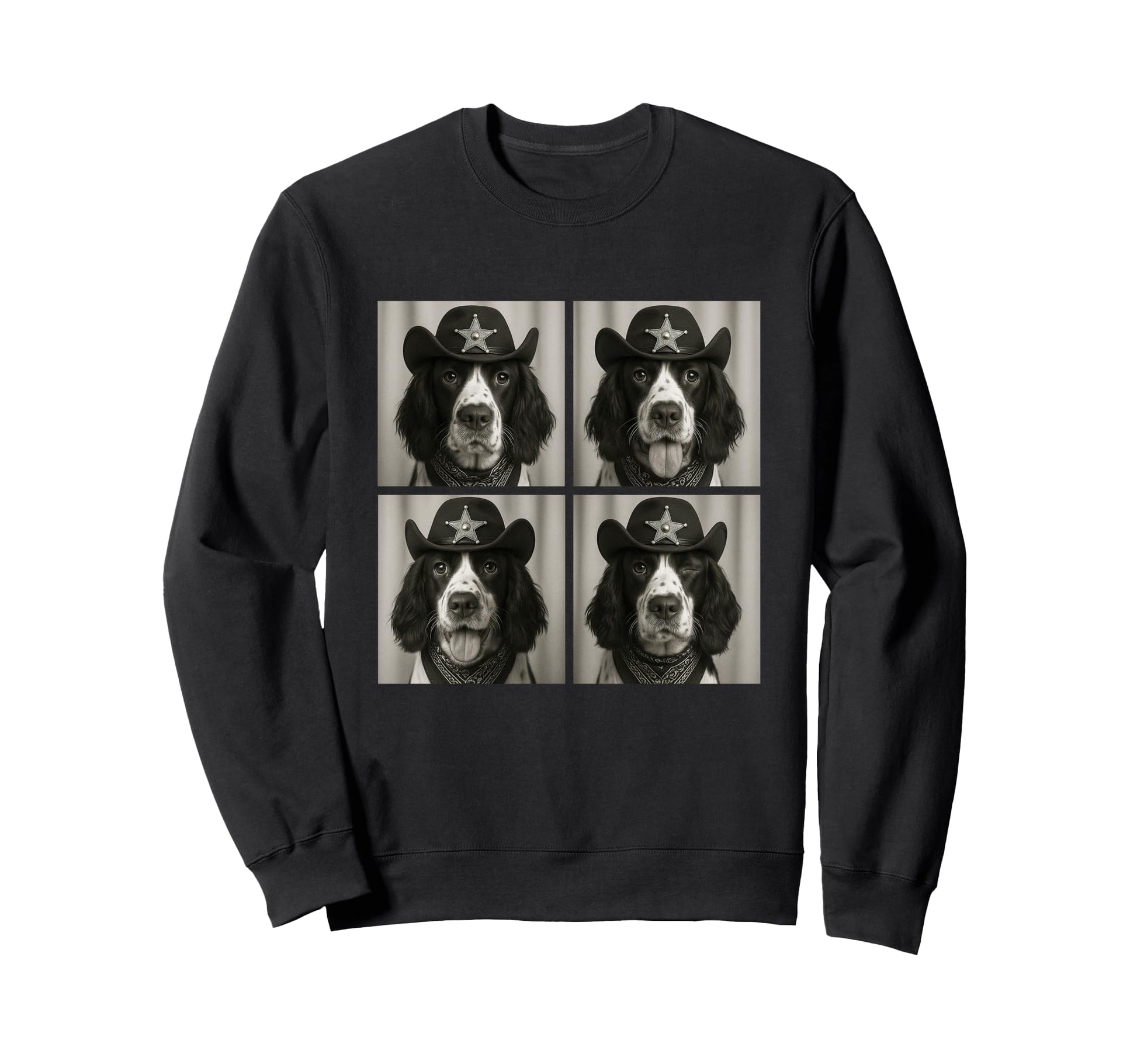 English Spaniel Funny Cowboy Dogs Sweatshirt - Custom Art Print Men Women - T-Shirt, Sweatshirt, Hoodie