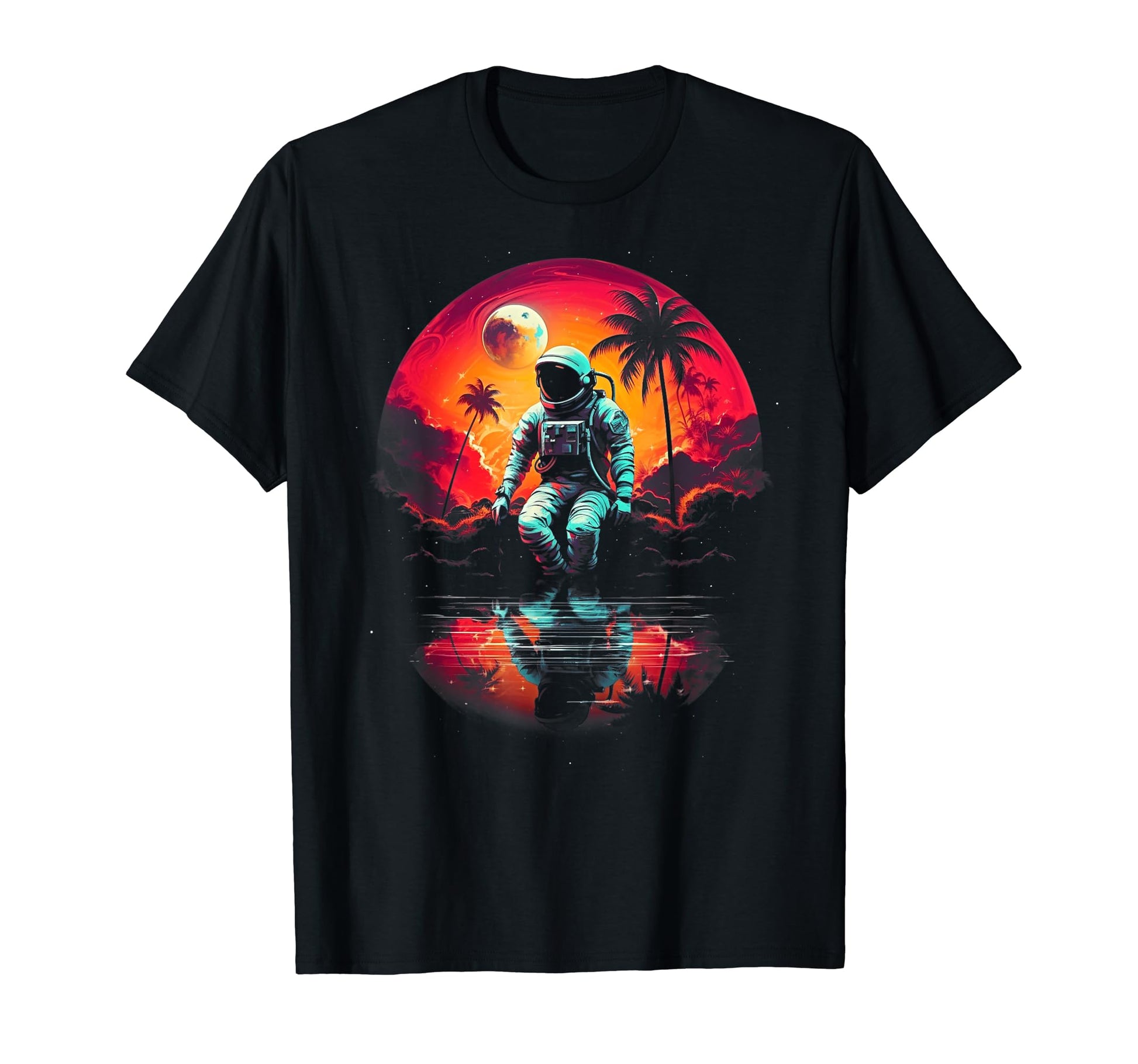 Synthwave Astronaut Cyberpunk 80S T-Shirt - Custom Art Print for Adults - T-Shirt, Sweatshirt, Hoodie