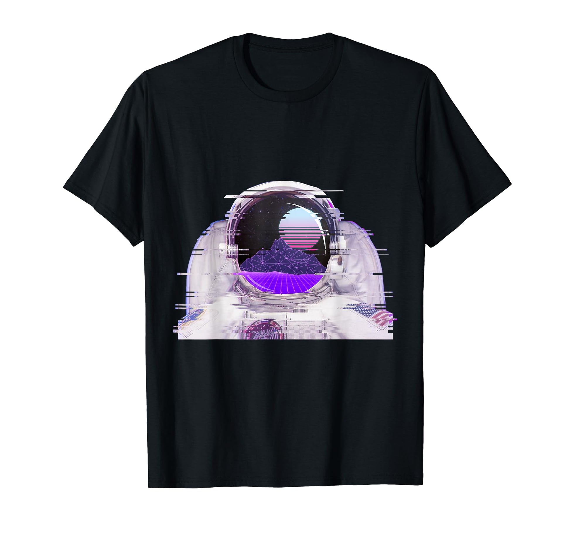 Astronaut Suit Helmet Glitch Art 80S T-Shirt - Unique Graphic Men Women - T-Shirt, Sweatshirt, Hoodie