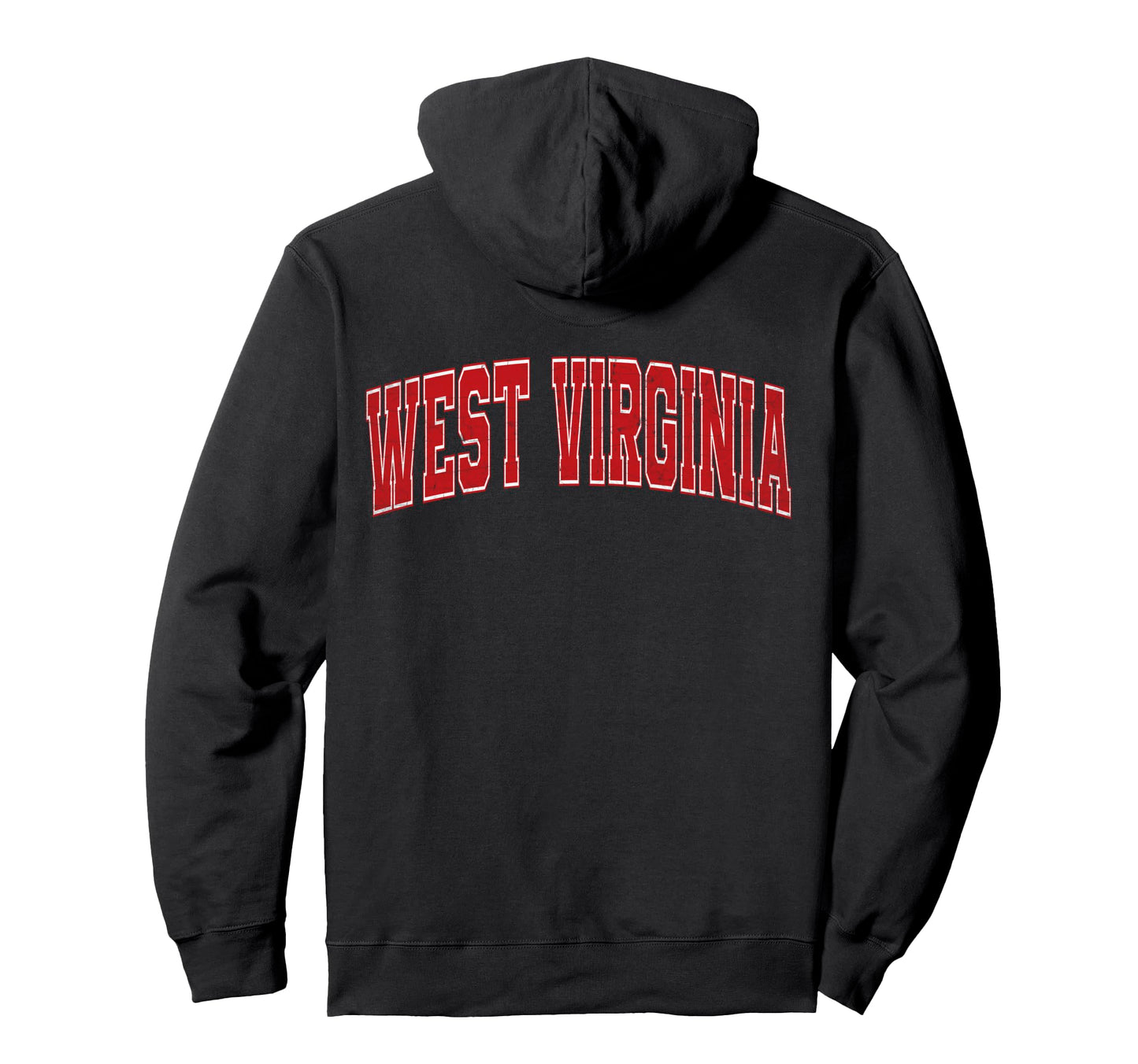 West Virginia Red Text Hoodie - Trendy Graphic for Adults - T-Shirt, Sweatshirt, Hoodie