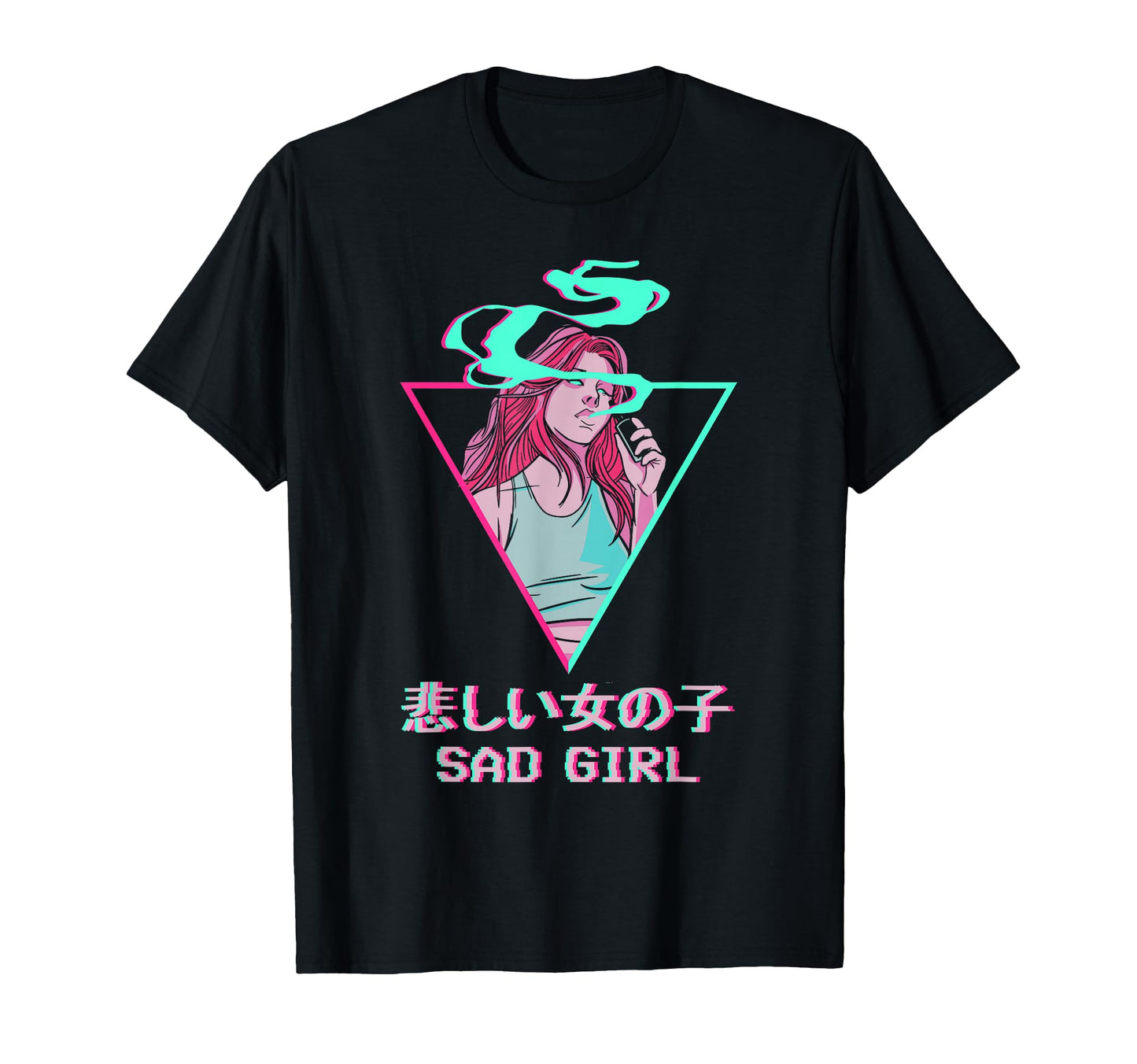 Sad Japanese Otaku Anime Vaporwave T-Shirt - Custom Art Print Unisex - T-Shirt, Sweatshirt, Hoodie