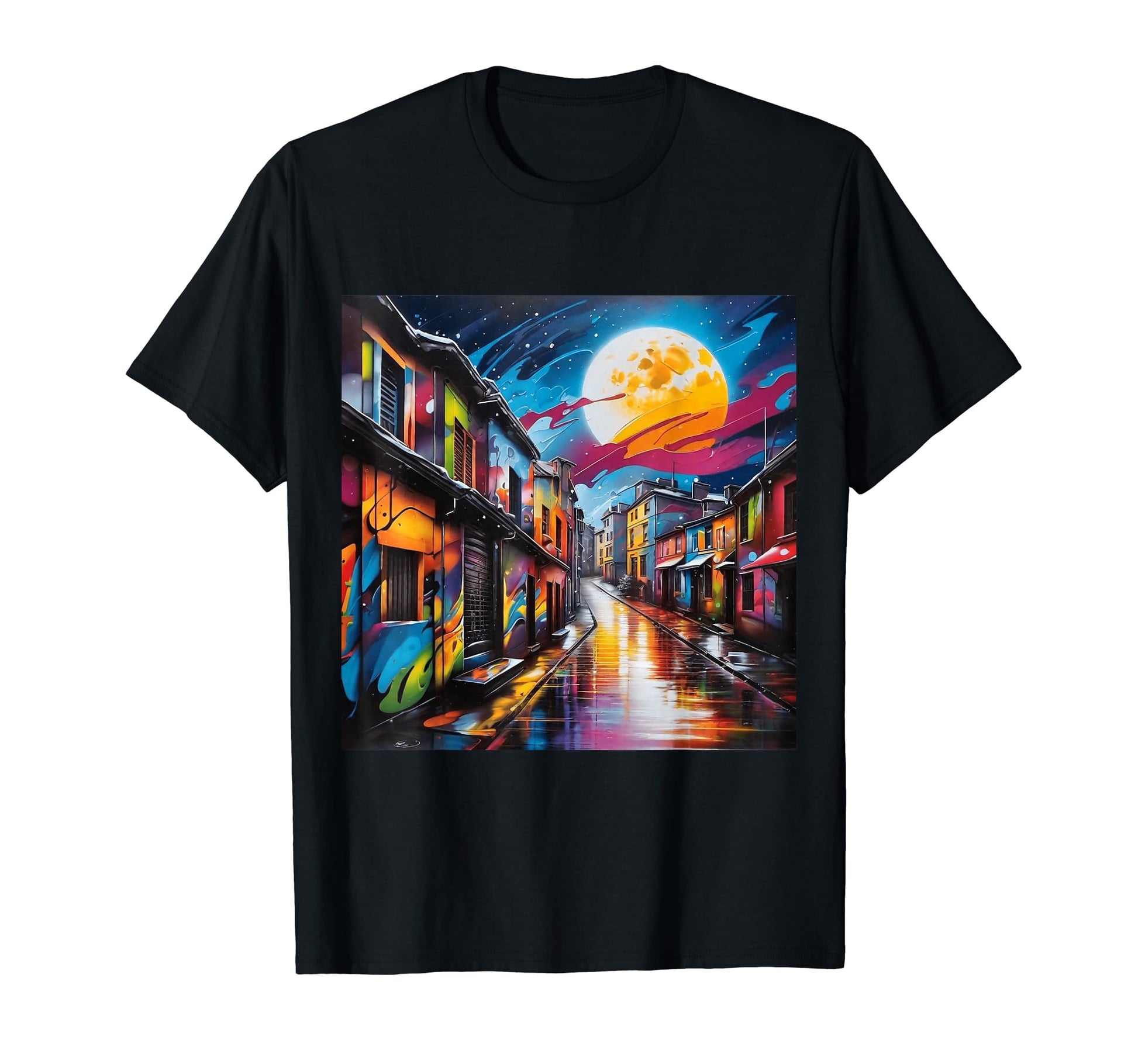 Surreal Splatter Art Cityscape T-Shirt - Casual Everyday Wear Unisex - T-Shirt, Sweatshirt, Hoodie
