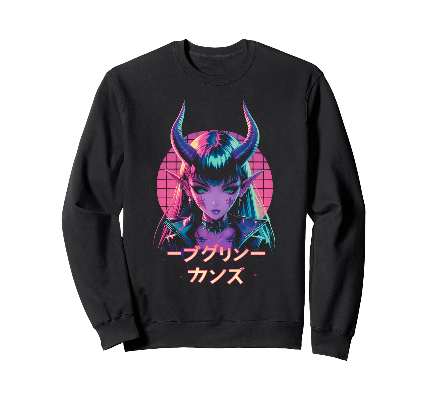 Goth Grunge Demon Anime Waifu Horror Sweatshirt - Aesthetic Graphic Unisex - T-Shirt, Sweatshirt, Hoodie
