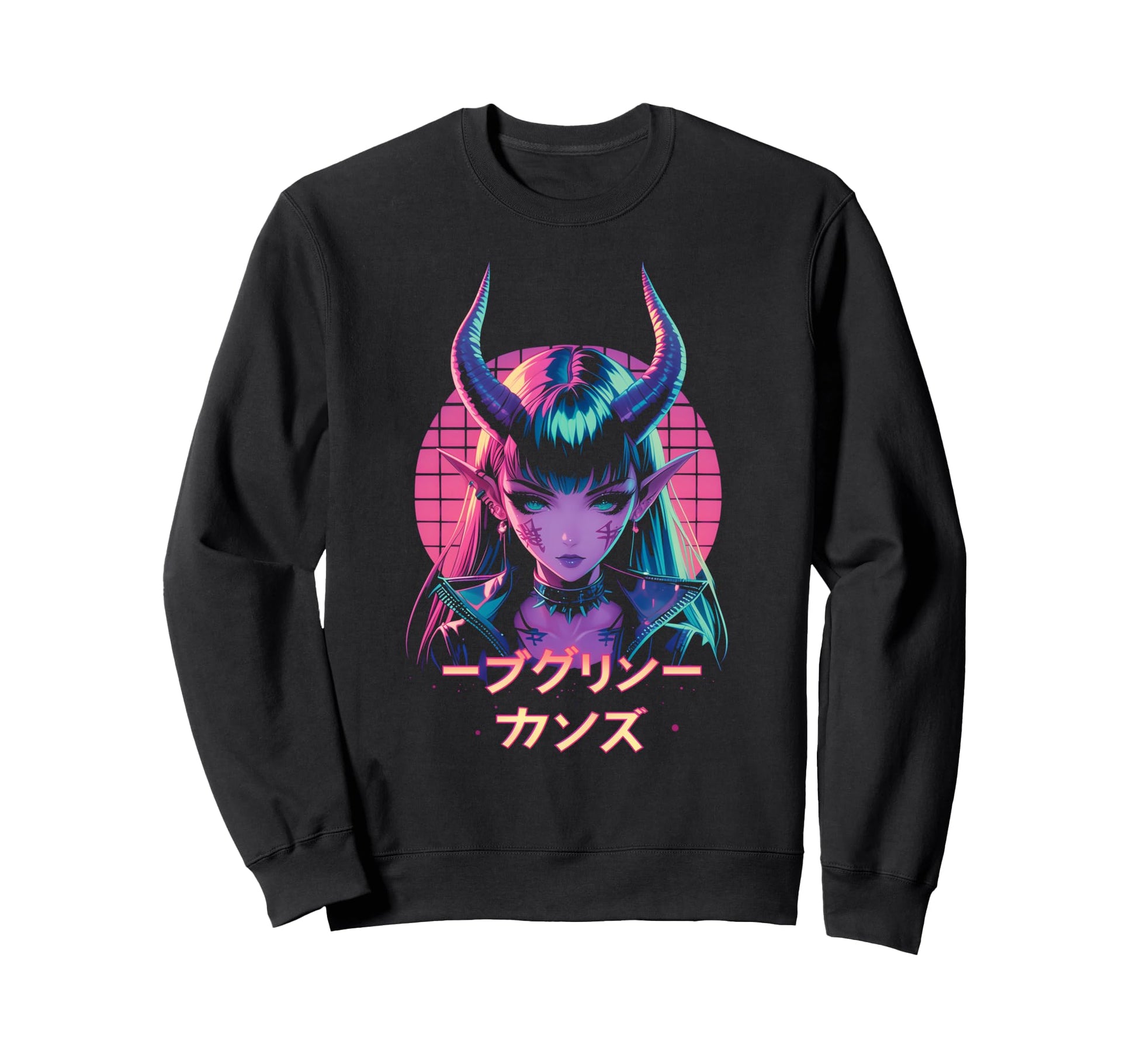 Goth Grunge Demon Anime Waifu Horror Sweatshirt - Aesthetic Graphic Unisex - T-Shirt, Sweatshirt, Hoodie