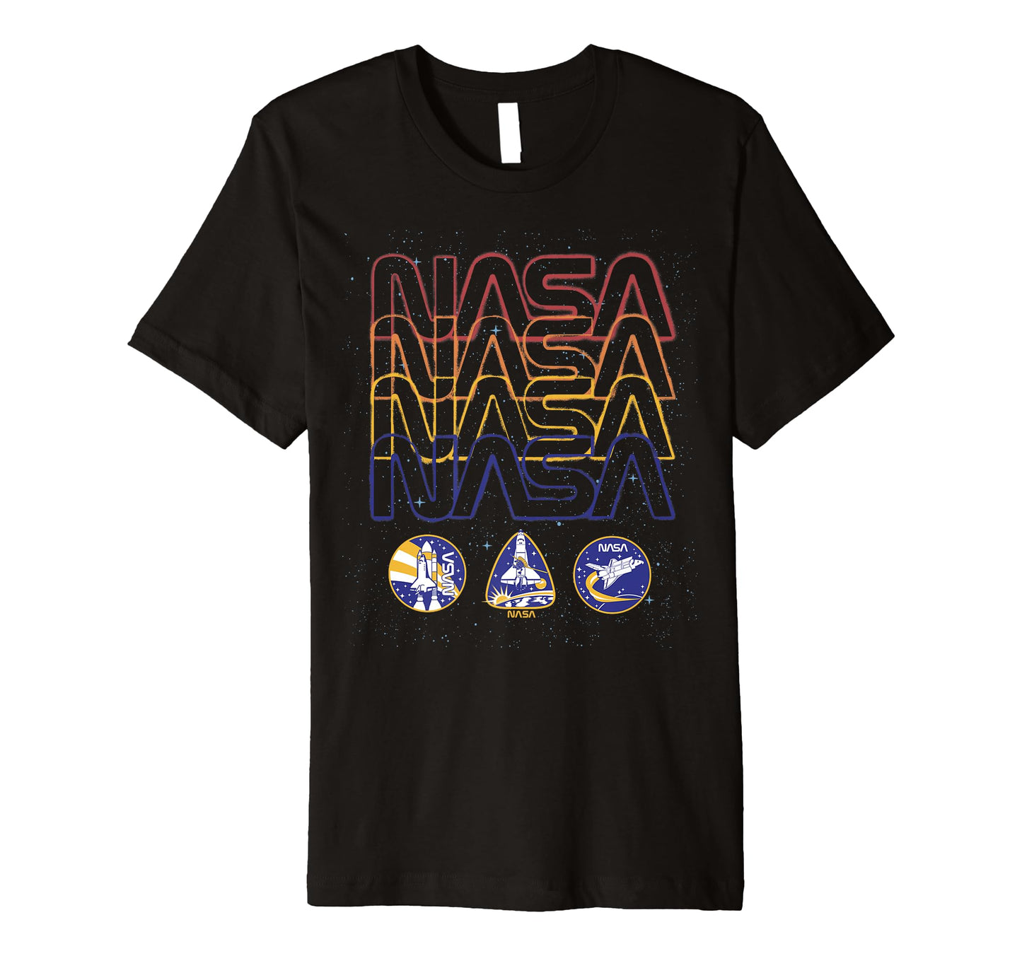 Nasa Starry Rainbow Repeat Badges T-Shirt - Novelty Apparel Men Women - T-Shirt, Sweatshirt, Hoodie