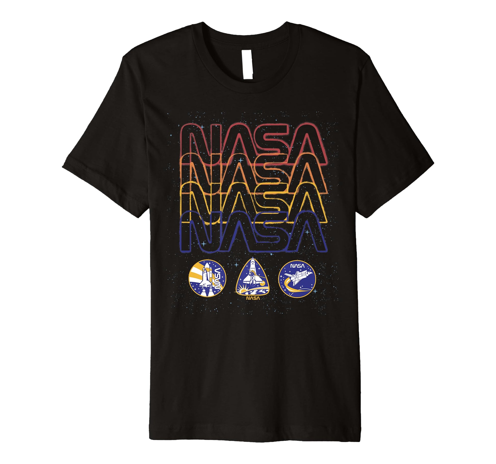 Nasa Starry Rainbow Repeat Badges T-Shirt - Novelty Apparel Men Women - T-Shirt, Sweatshirt, Hoodie