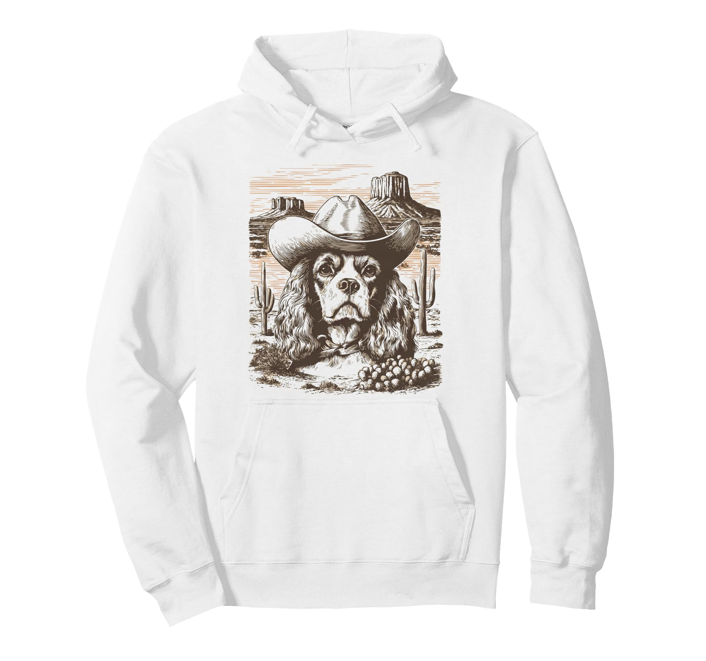Cowboy Cocker Spaniel Dog Western Desert Hoodie - Streetwear Style Unisex - T-Shirt, Sweatshirt, Hoodie
