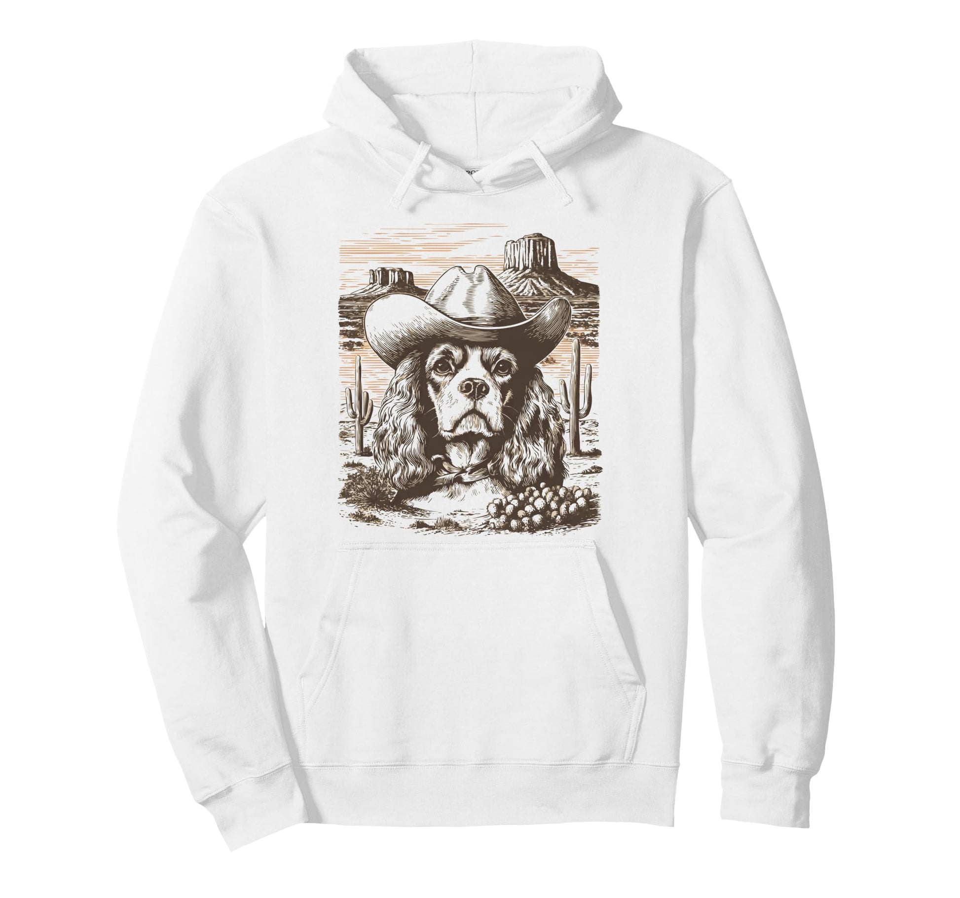 Cowboy Cocker Spaniel Dog Western Desert Hoodie - Streetwear Style Unisex - T-Shirt, Sweatshirt, Hoodie