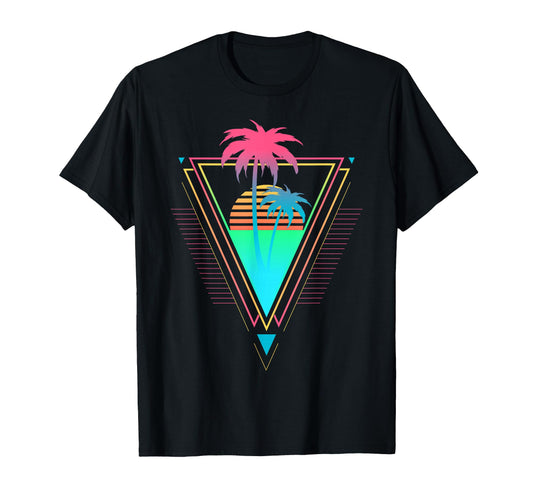 1980S 1990S Synthwave Palm Trees T-Shirt - Custom Art Print for Adults - T-Shirt, Sweatshirt, Hoodie
