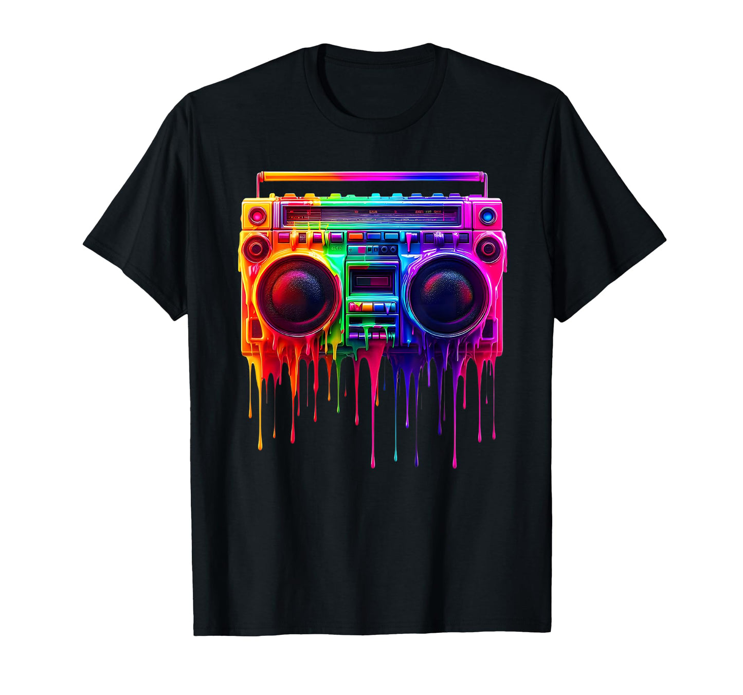 Dripping Paint Boombox Old School 80S Music T-Shirt - Graphic Print Unisex - T-Shirt, Sweatshirt, Hoodie