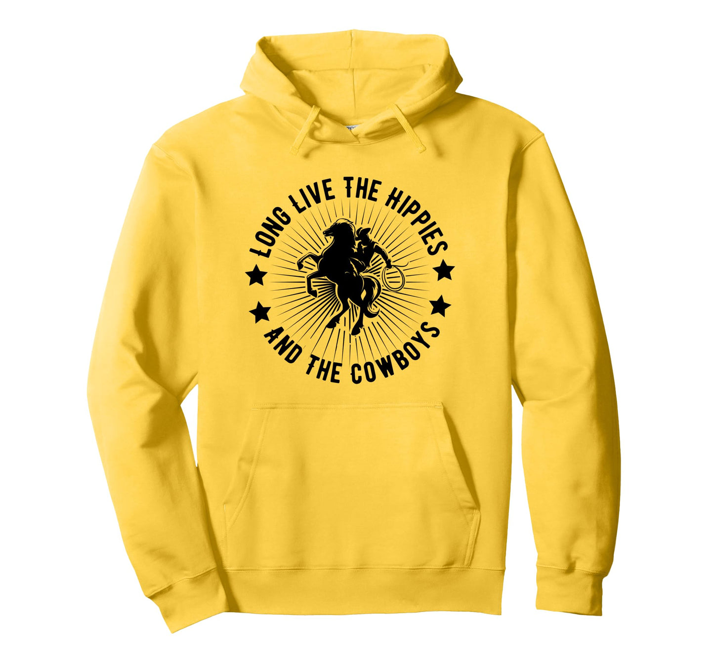 Long Live Hippies Cowboy Country Western Hoodie - Unique Graphic Unisex - T-Shirt, Sweatshirt, Hoodie