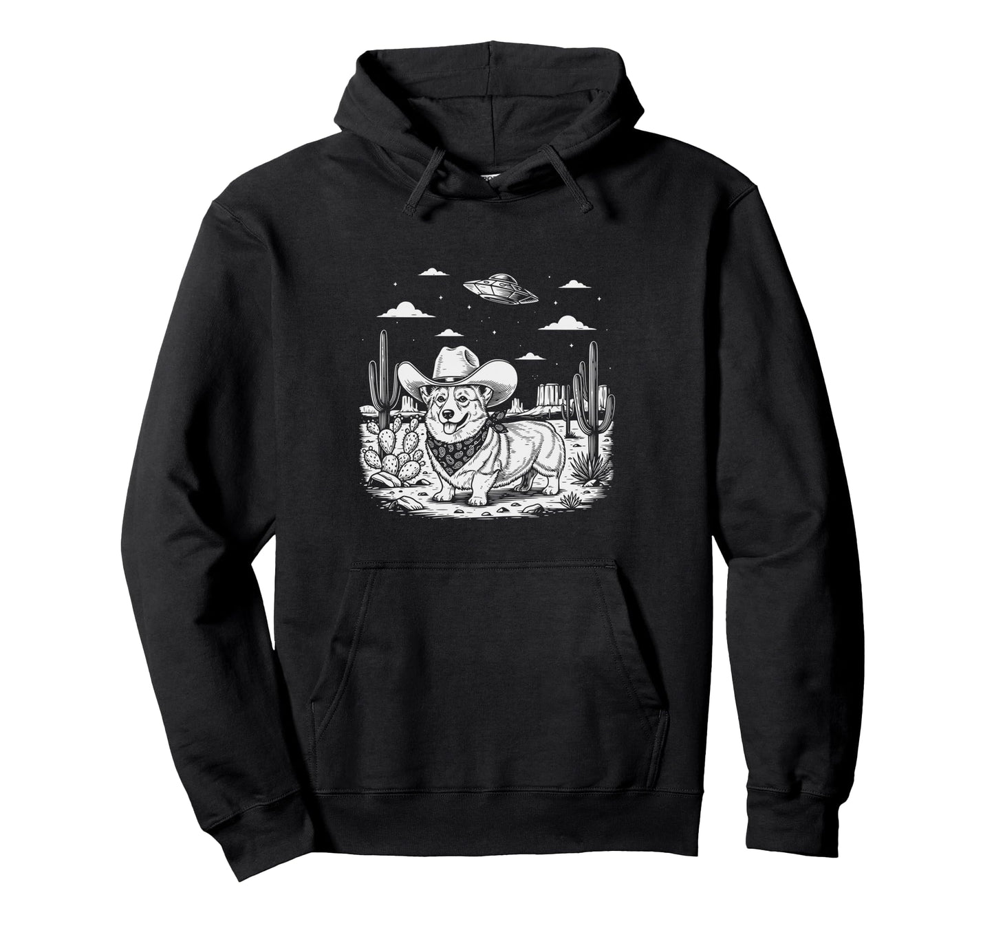 Western Corgi Cowboy Ufo Dog Hoodie - Streetwear Style Men Women - T-Shirt, Sweatshirt, Hoodie