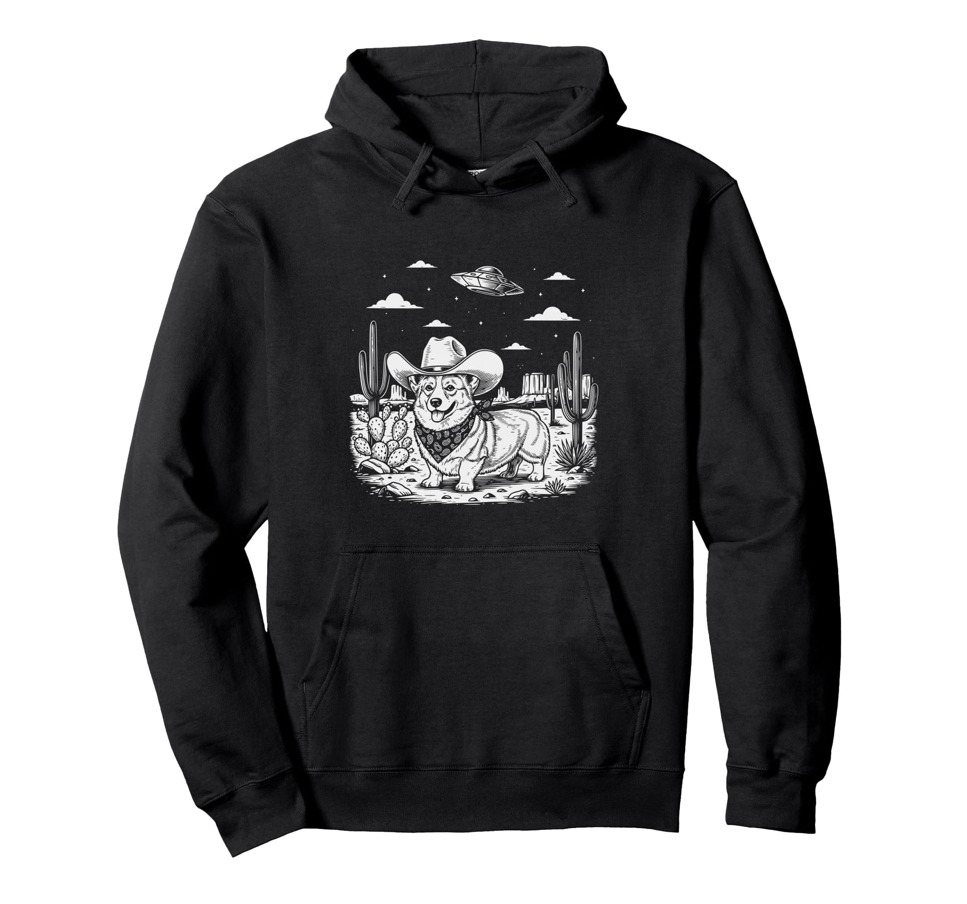 Western Corgi Cowboy Ufo Dog Hoodie - Streetwear Style Men Women - T-Shirt, Sweatshirt, Hoodie