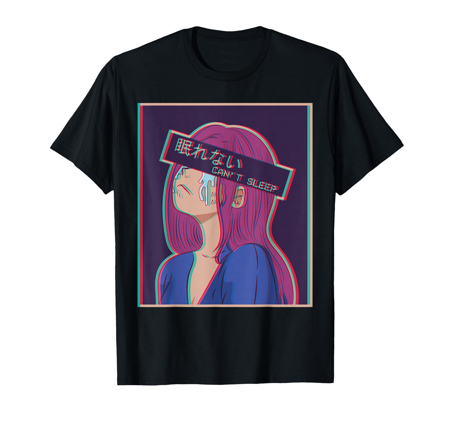 Sad Anime Japanese Vaporwave T-Shirt - Aesthetic Graphic Men Women - T-Shirt, Sweatshirt, Hoodie