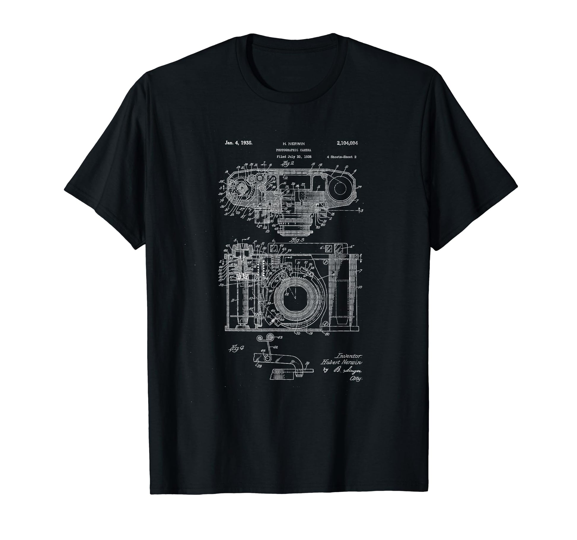 Camera Old Blueprint Patent Invention T-Shirt - Novelty Apparel Men Women - T-Shirt, Sweatshirt, Hoodie