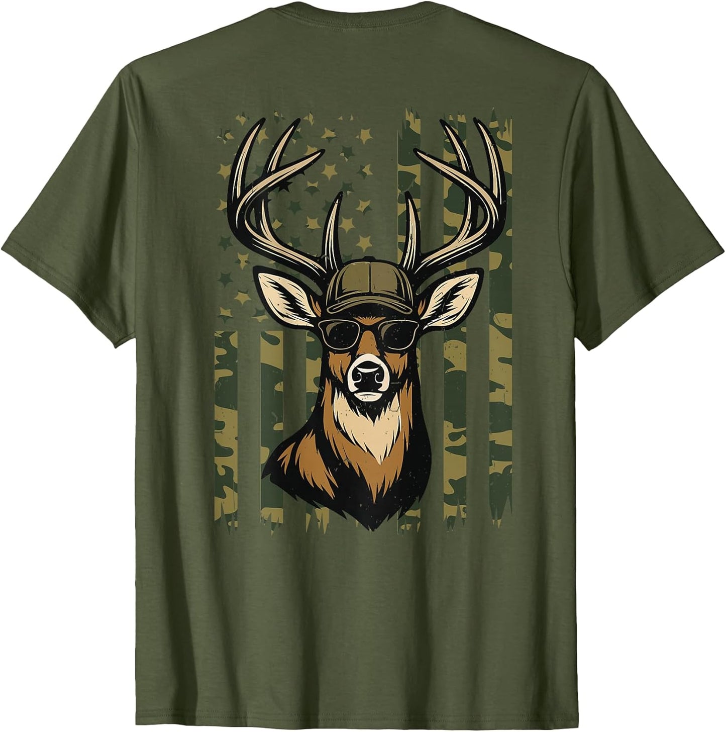 Camouflage Deer Hunting American Flag Camo Hunter - Adult & Kids T-Shirts, Sweatshirts & Hoodies apparel design preview 1