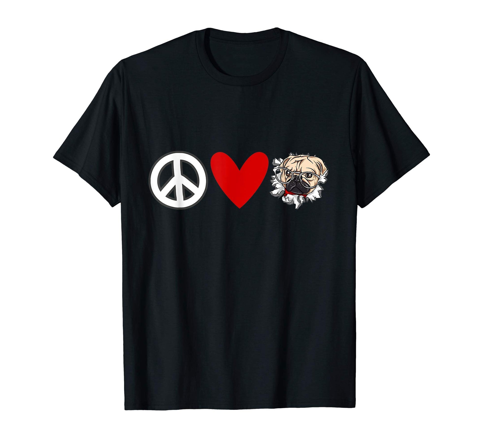 Pug Lovers Peace Love Pugs T-Shirt - Streetwear Style Unisex - T-Shirt, Sweatshirt, Hoodie