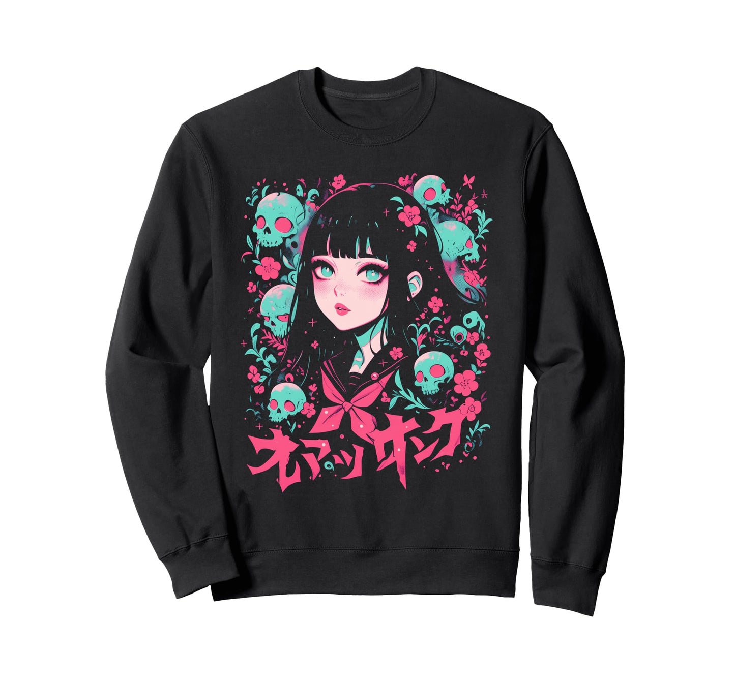Goth Grunge Demon Anime Waifu Sweatshirt - Aesthetic Graphic for Adults - T-Shirt, Sweatshirt, Hoodie