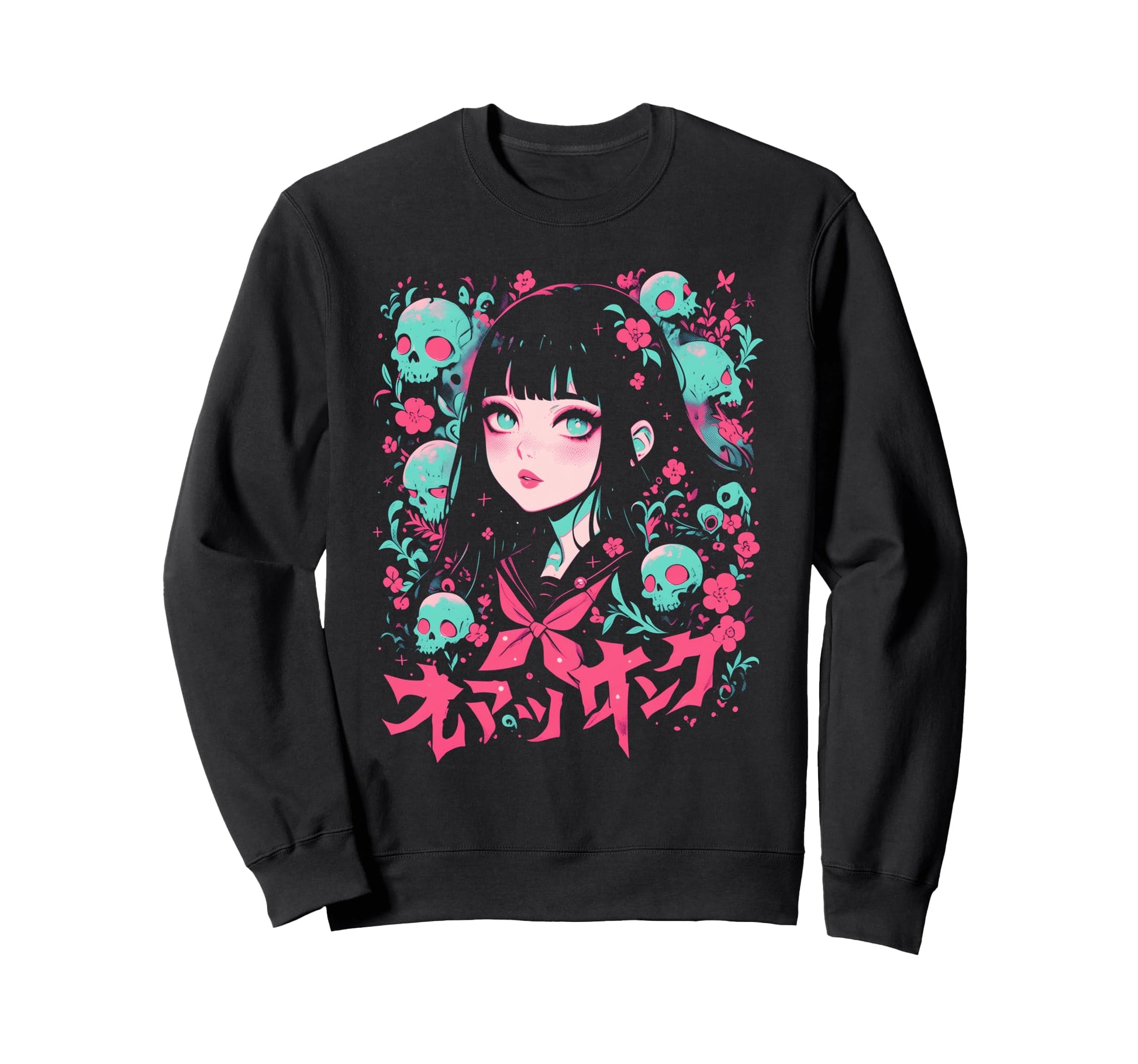 Goth Grunge Demon Anime Waifu Sweatshirt - Aesthetic Graphic for Adults - T-Shirt, Sweatshirt, Hoodie