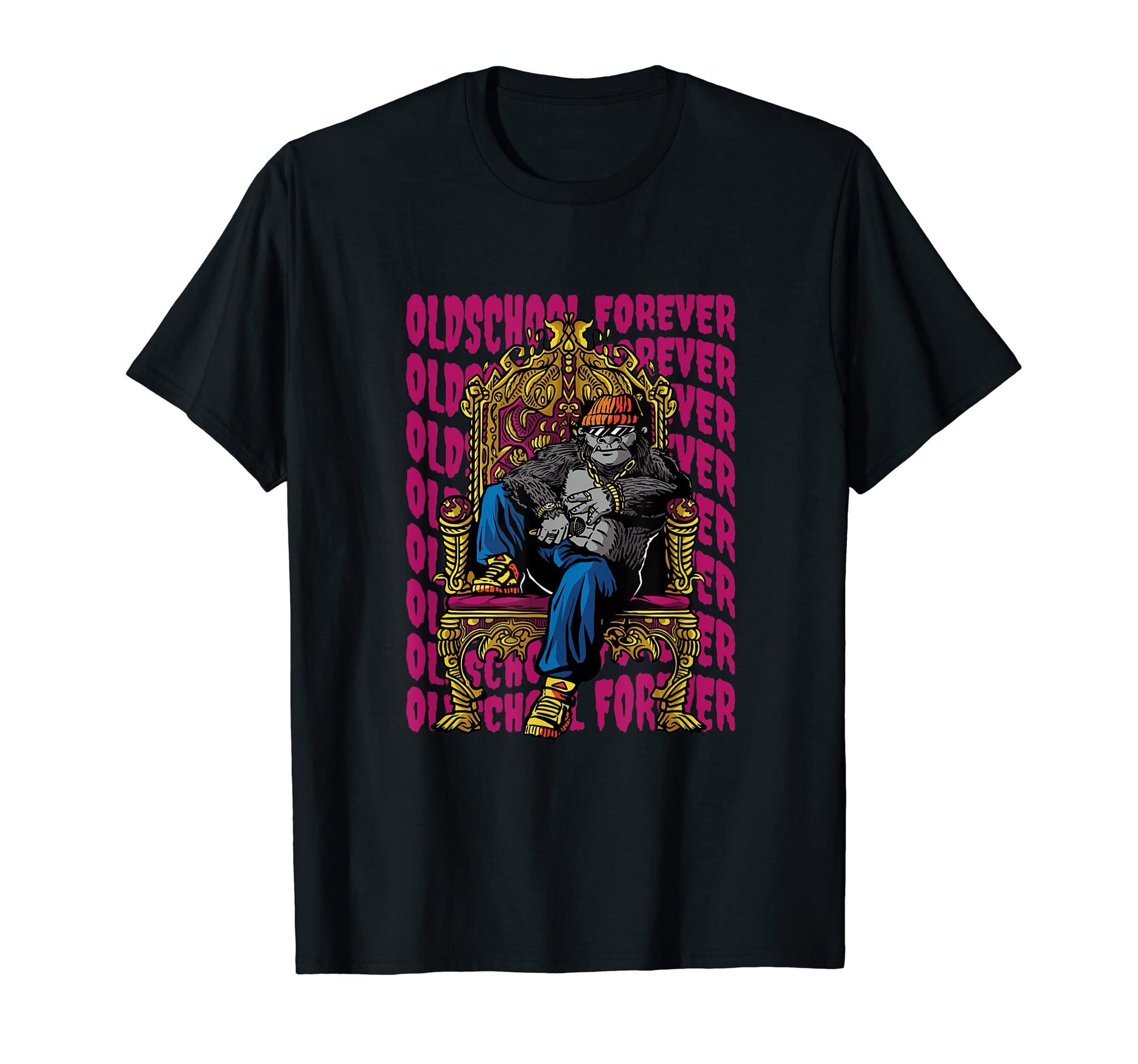 Gorilla Old School Hip Hop Rap Throne T-Shirt - Minimalist Print Men Women - T-Shirt, Sweatshirt, Hoodie