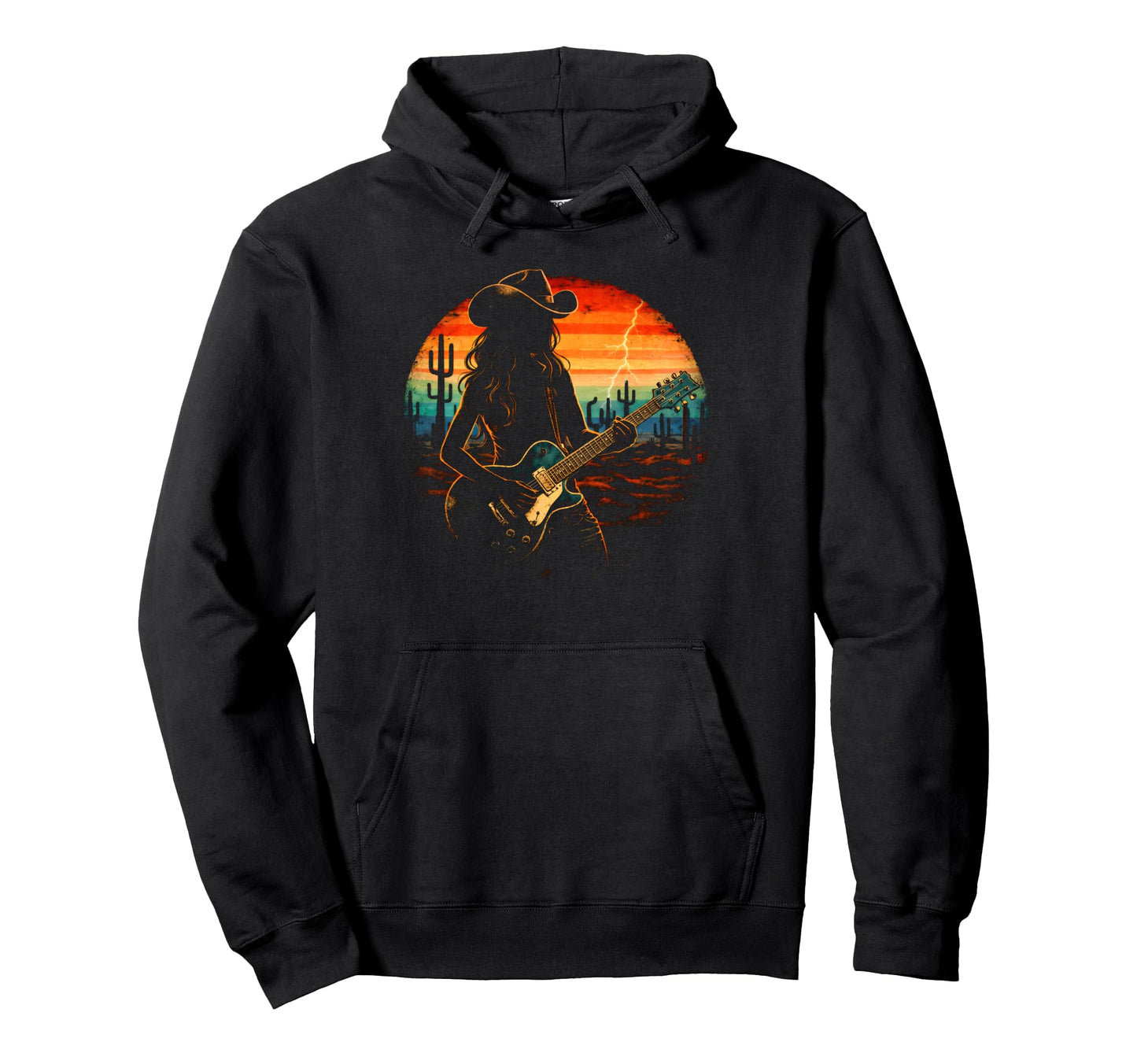 Rock Western Guitar Rockn Roll Cowgirl Hoodie - Aesthetic Graphic Unisex - T-Shirt, Sweatshirt, Hoodie