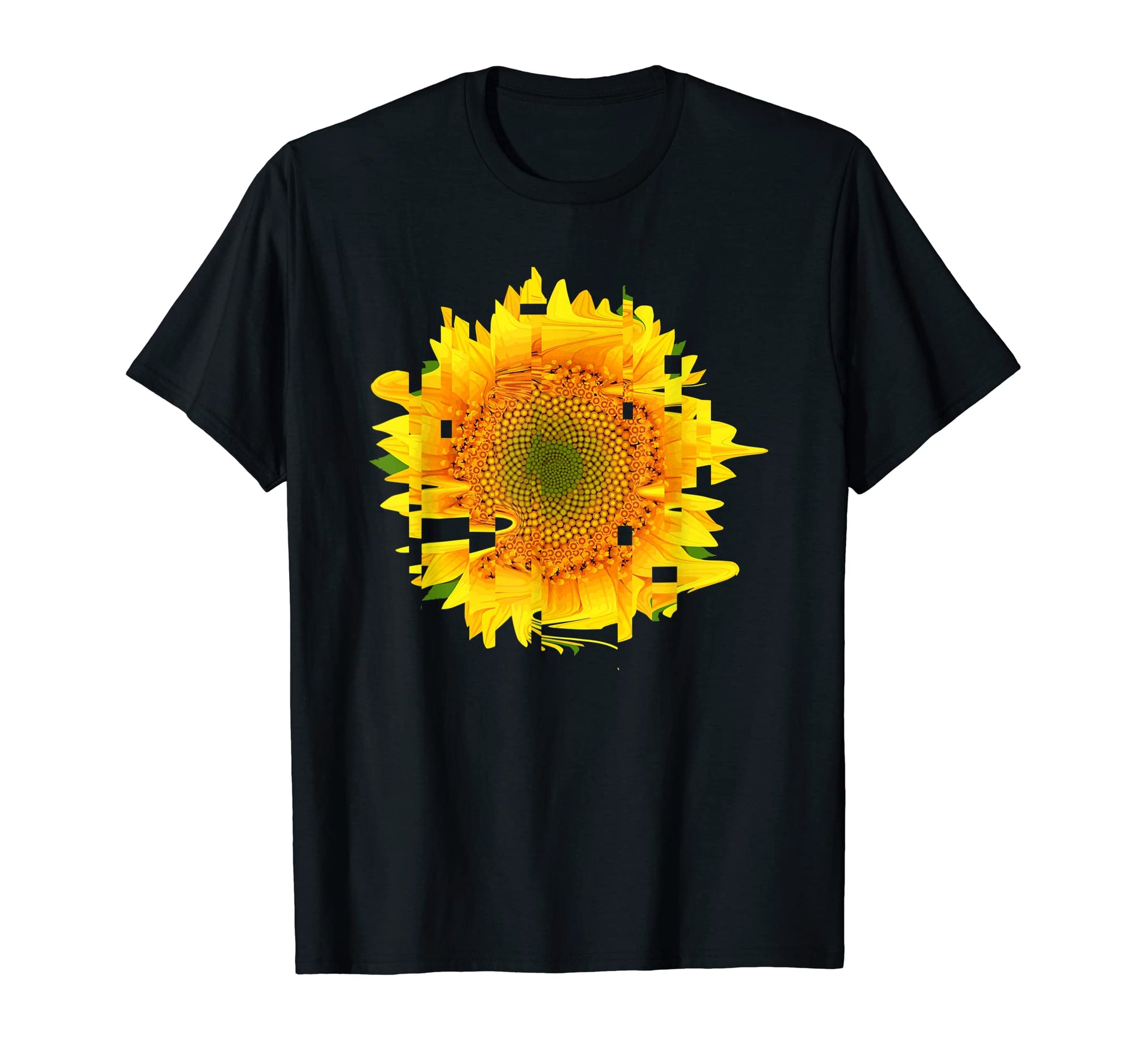 Glitch Art Sunflower Digital T-Shirt - Aesthetic Graphic for Adults - T-Shirt, Sweatshirt, Hoodie