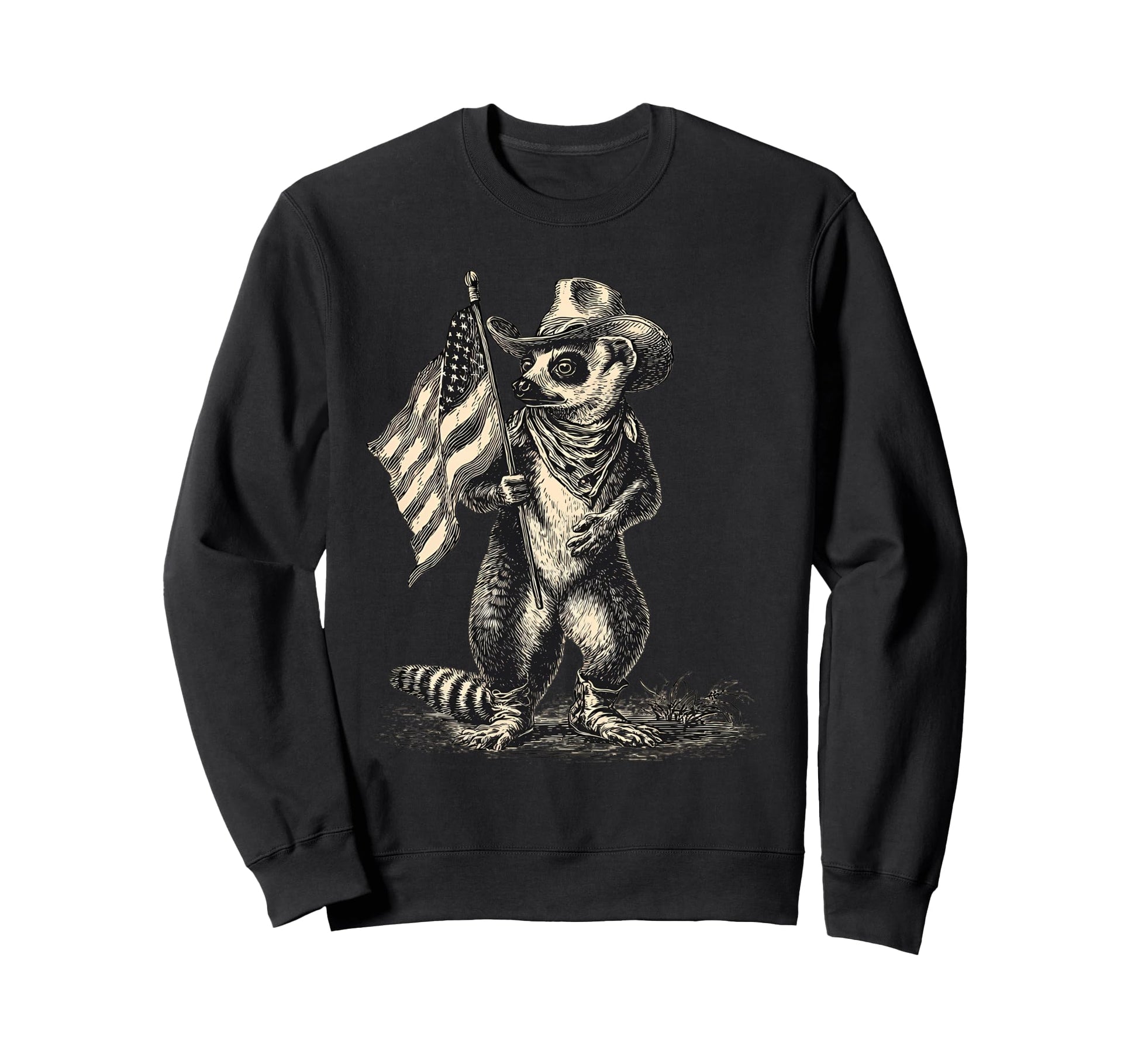 Country Cowboy Lemur Rodeo Sweatshirt - Casual Everyday Wear Men Women - T-Shirt, Sweatshirt, Hoodie