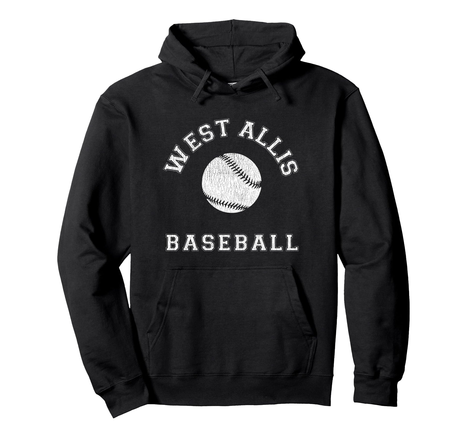 West Allis Baseball Distressed Hoodie - Trendy Graphic Men Women - T-Shirt, Sweatshirt, Hoodie