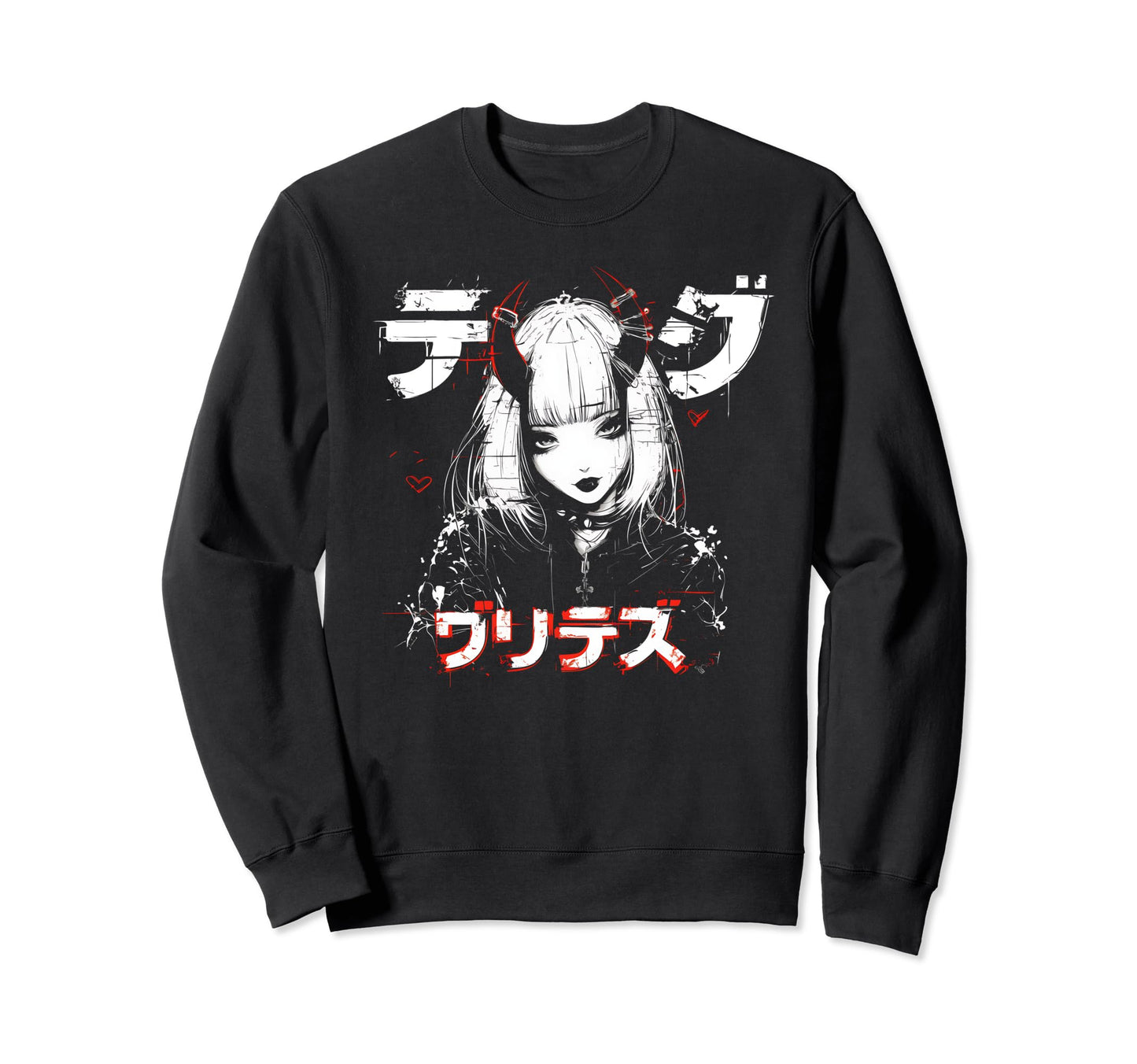 Anime Goth Grunge Demon Waifu Horror Sweatshirt - Graphic Print Men Women - T-Shirt, Sweatshirt, Hoodie