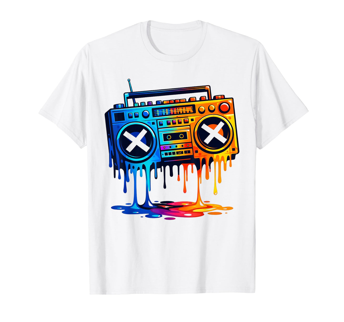 Dripping Paint Boombox 80S 90S Old T-Shirt - Fun Novelty Design for Adults - T-Shirt, Sweatshirt, Hoodie