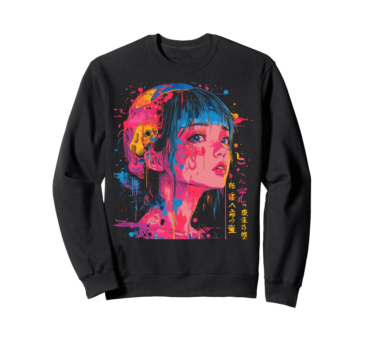 Goth Grunge Demon Anime Waifu Sweatshirt - Casual Everyday Wear Men Women - T-Shirt, Sweatshirt, Hoodie