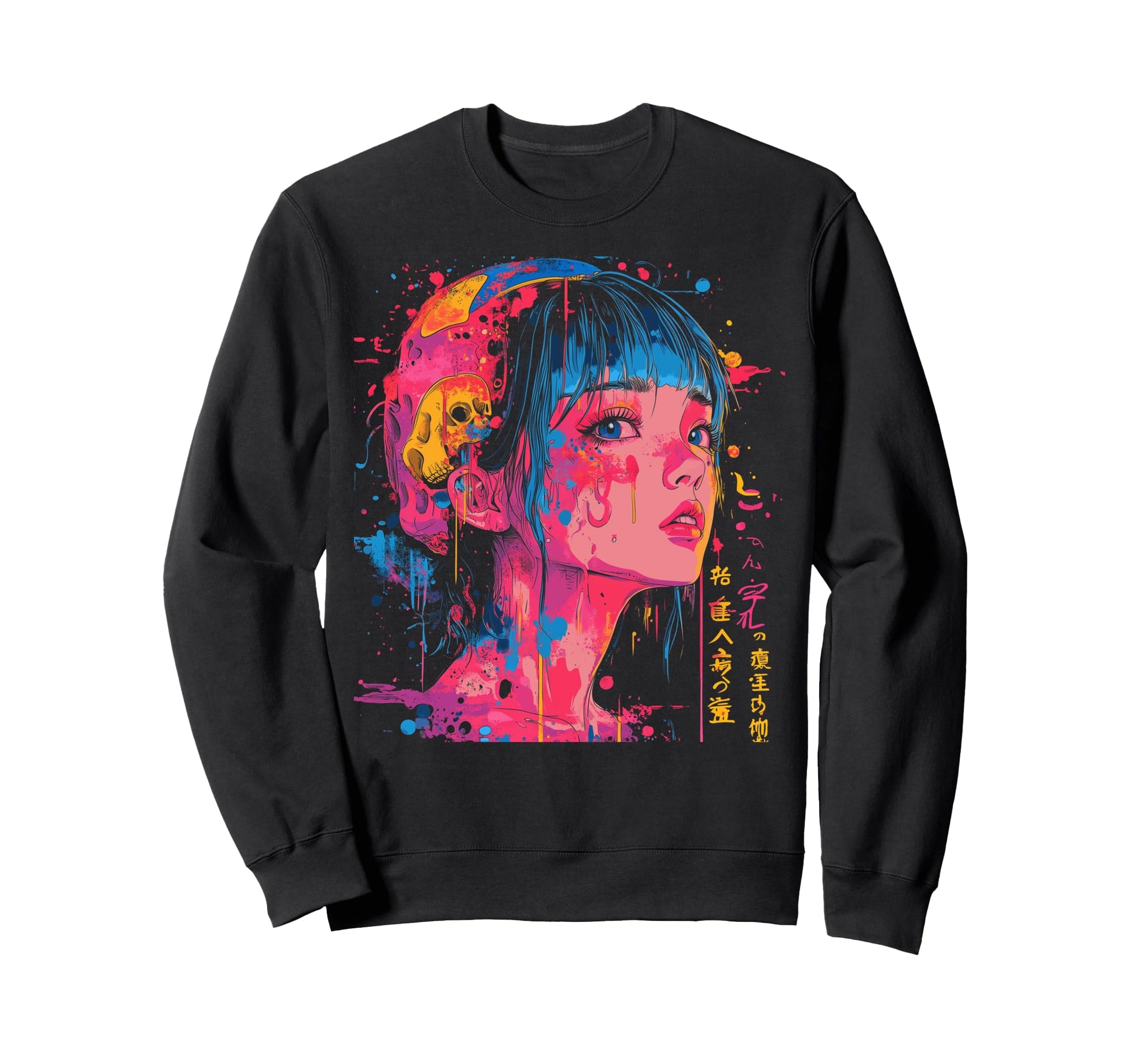 Goth Grunge Demon Anime Waifu Sweatshirt - Casual Everyday Wear Men Women - T-Shirt, Sweatshirt, Hoodie