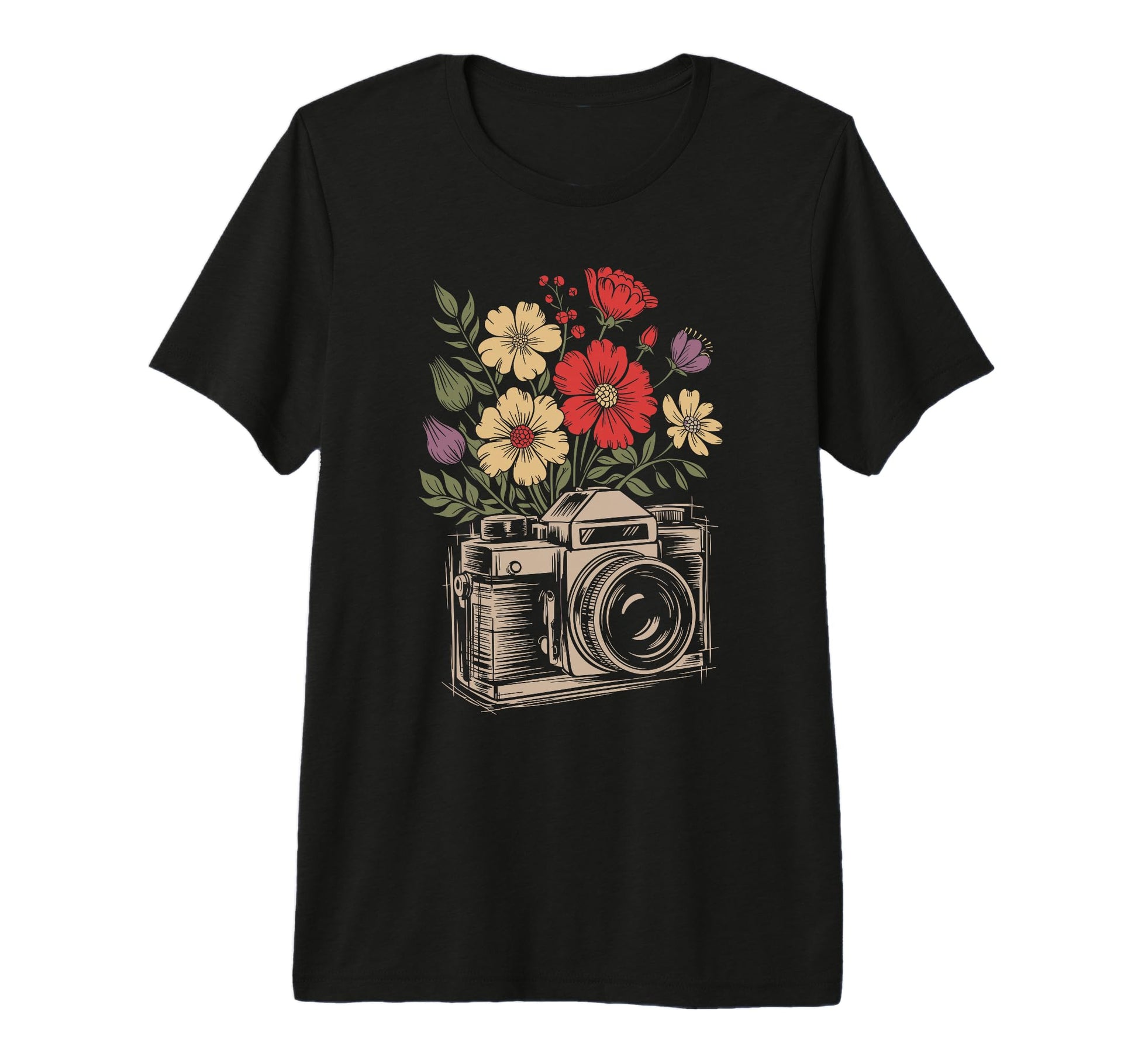 Camera Photography Art Floral T-Shirt - Fun Novelty Design Unisex - T-Shirt, Sweatshirt, Hoodie