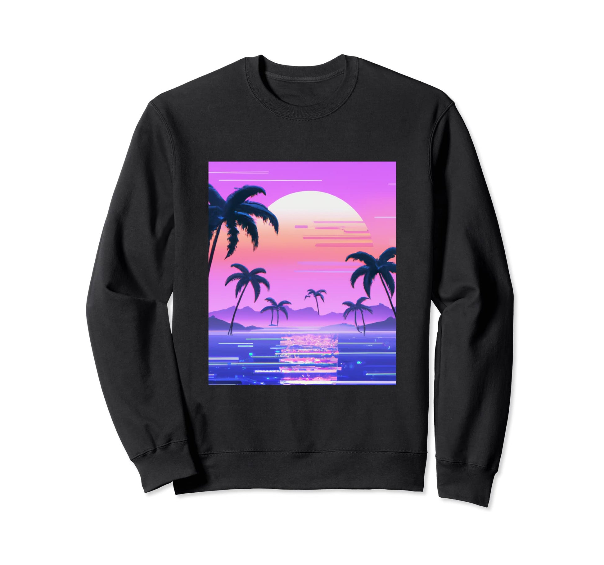 Vaporwave Sunset Synthwave Sun Sweatshirt - Fun Novelty Design Men Women - T-Shirt, Sweatshirt, Hoodie