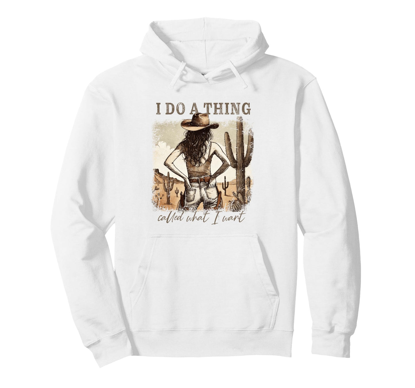 Cowgirl Desert My Path Sketch Art Cactus Hoodie - Graphic Print Men Women - T-Shirt, Sweatshirt, Hoodie