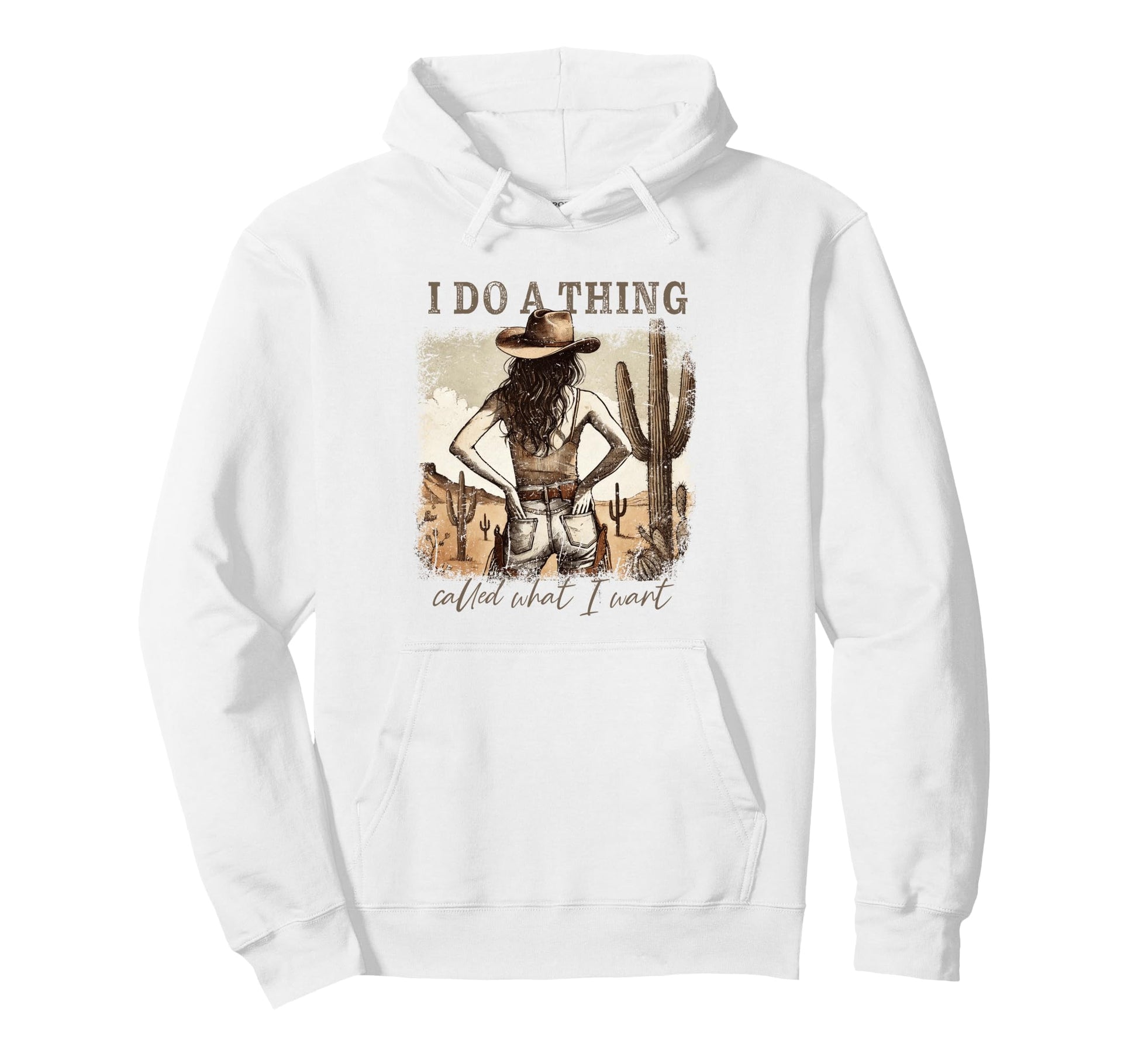 Cowgirl Desert My Path Sketch Art Cactus Hoodie - Graphic Print Men Women - T-Shirt, Sweatshirt, Hoodie