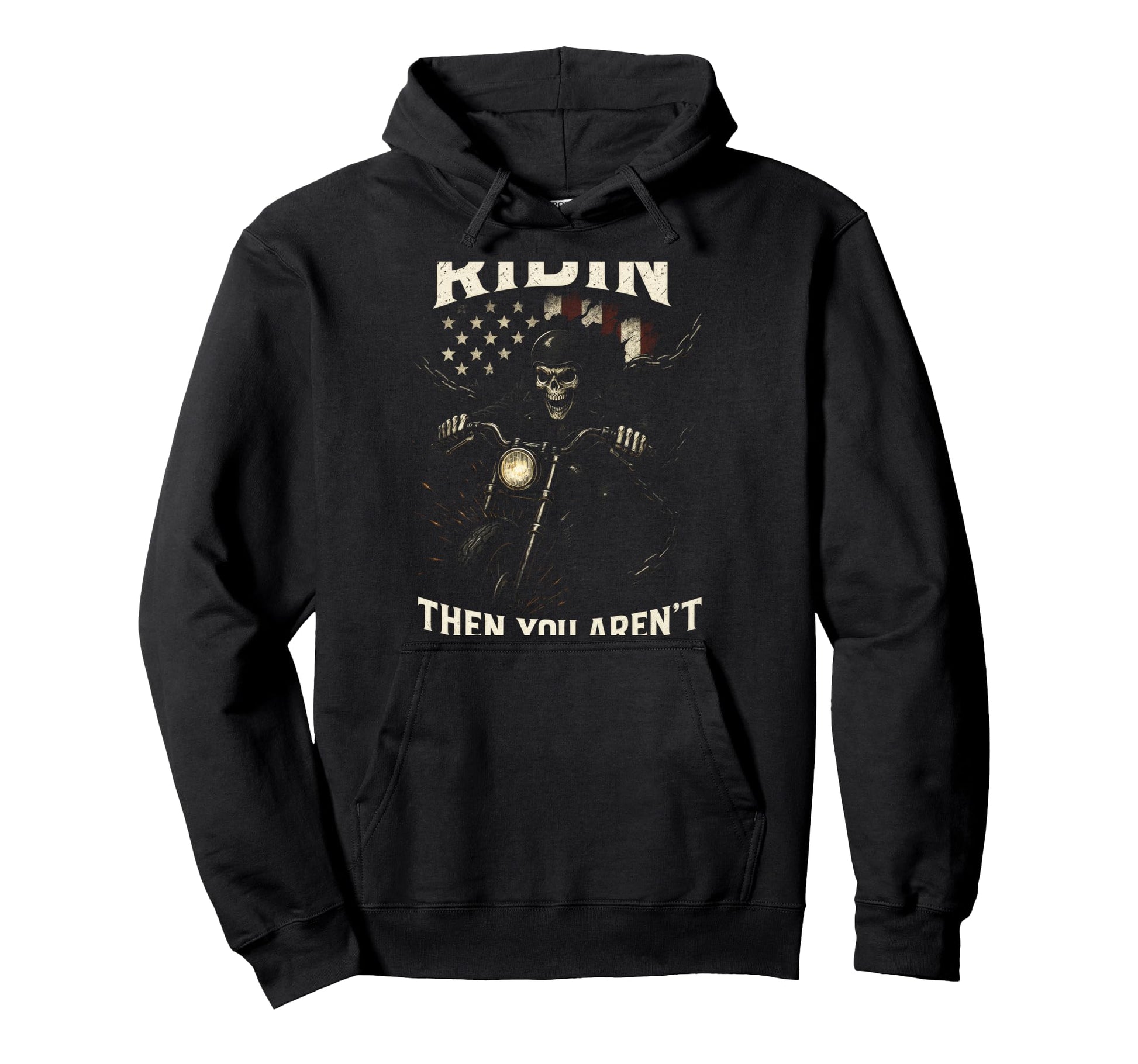 Ridin Skull Motorcycle Adventure Hoodie - Streetwear Style Unisex - T-Shirt, Sweatshirt, Hoodie