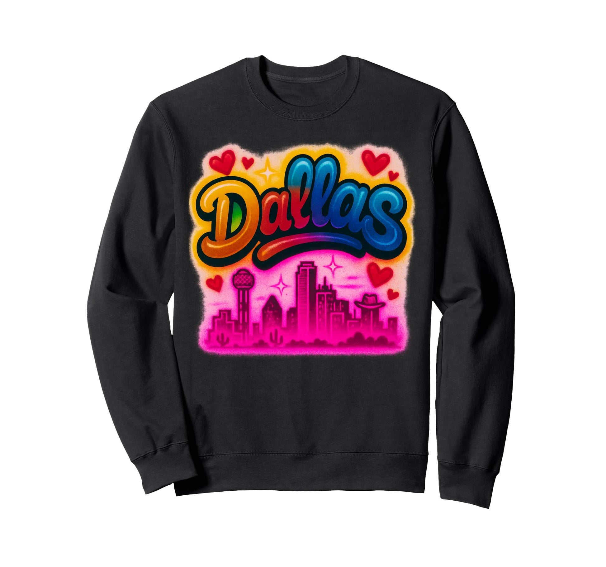 Dallas Skyline Airbrush Western Sweatshirt - Streetwear Style for Adults - T-Shirt, Sweatshirt, Hoodie
