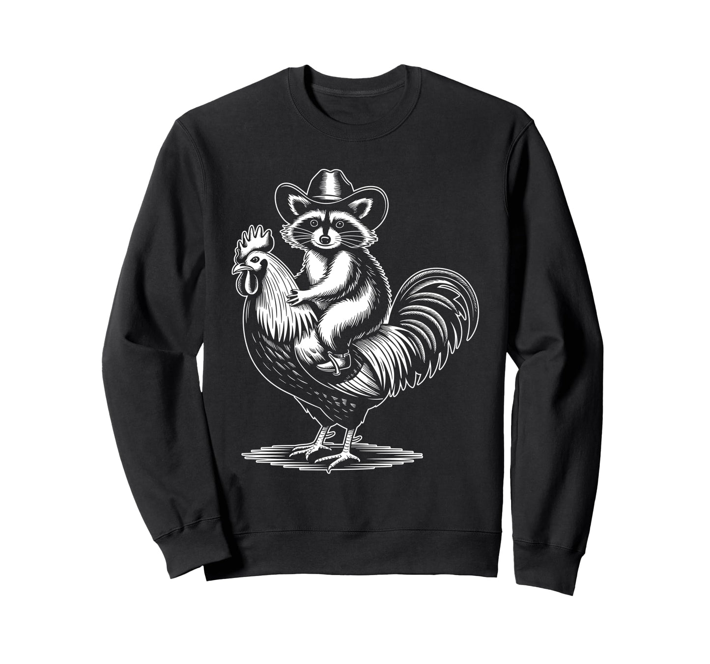 Raccoon Cowboy Cowgirl Rooster Sweatshirt - Streetwear Style Men Women - T-Shirt, Sweatshirt, Hoodie